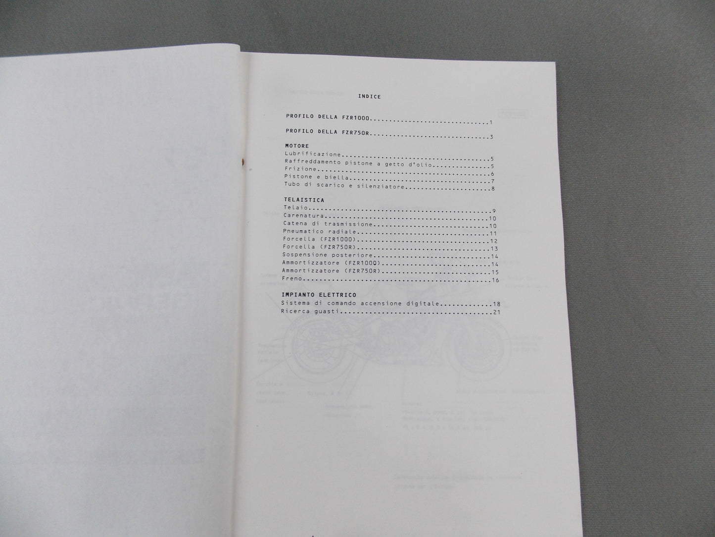 YAMAHA 1987 FZR1000 FZR750R SERVICE GUIDE ITALIAN # 90894-86303 - MotoRaider
