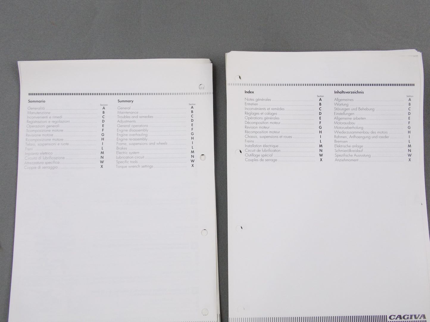 CAGIVA CANYON 600 WORKSHOP MANUAL BOOK FRENCH, ENGLISH, ITALIAN 800082598 - MotoRaider