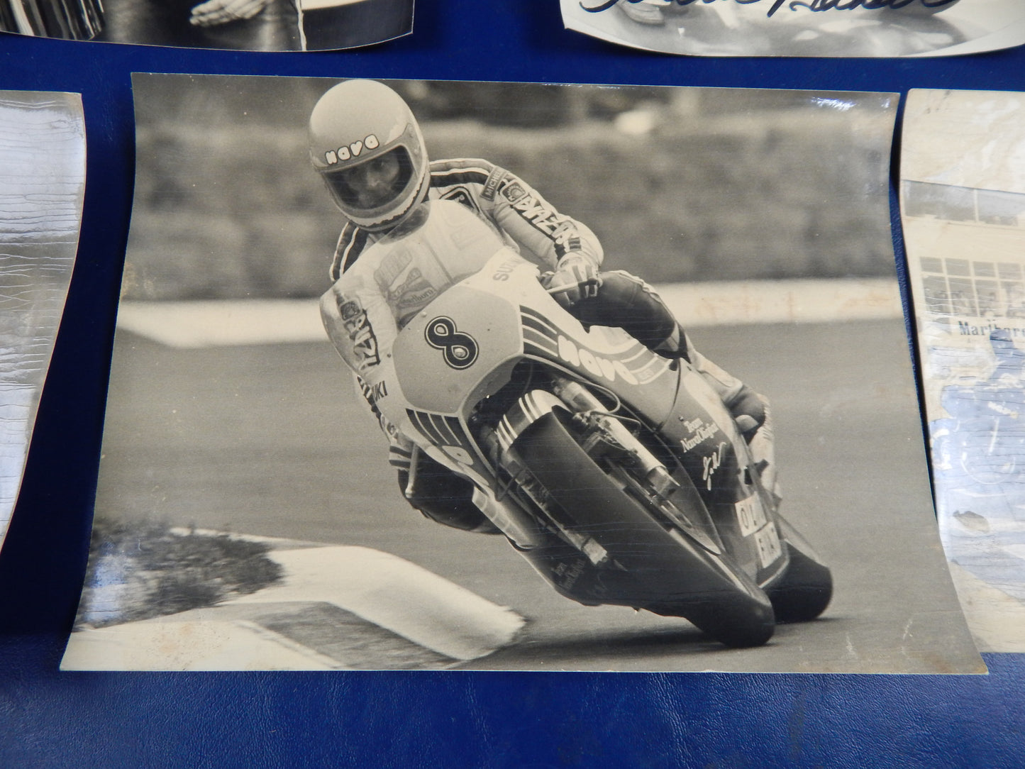 5 ORIGINAL BW 9.5"x7" 1970's SUZUKI SUPERBIKE PHOTOS VINTAGE RACING - MotoRaider