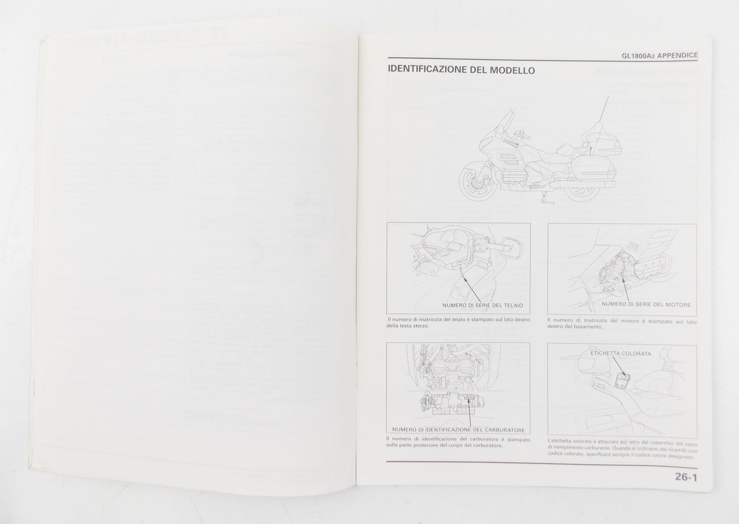HONDA GL1800-A2 GOLDWING WORKSHOP MANUAL REPAIR ELECTRICAL SERVICE BOOK ITALIAN - MotoRaider