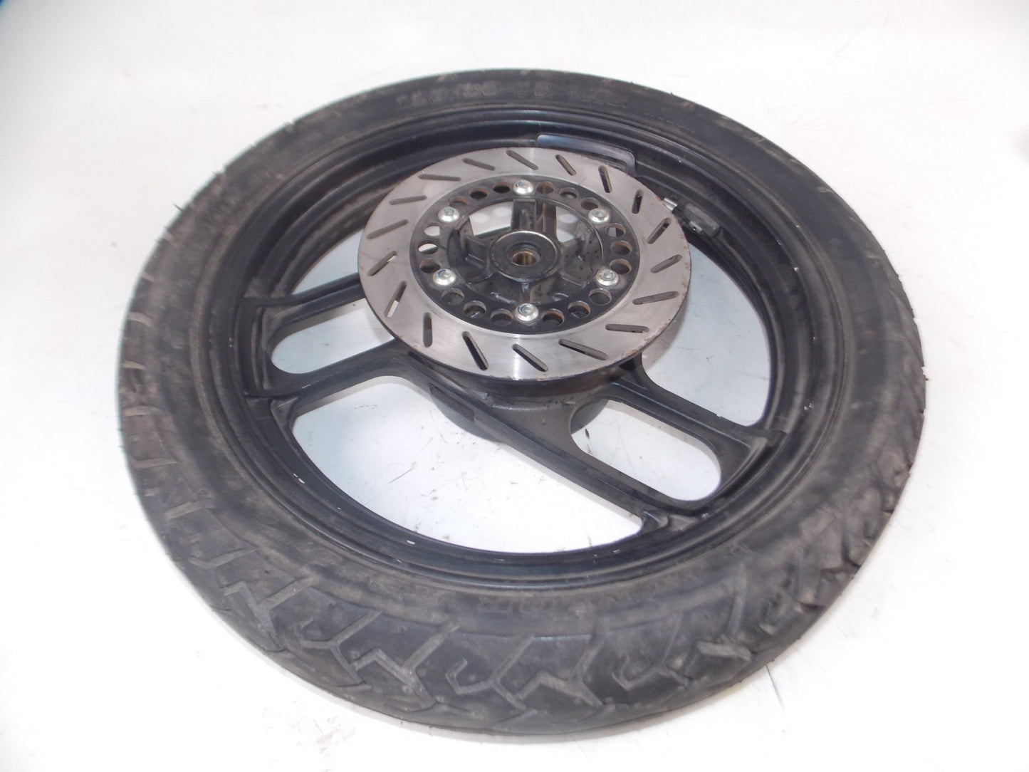 1990's YAMAHA 2.75-18 REAR WHEEL BLACK SPROCKET BRAKE DISC ROTOR TIRE VINTAGE - MotoRaider