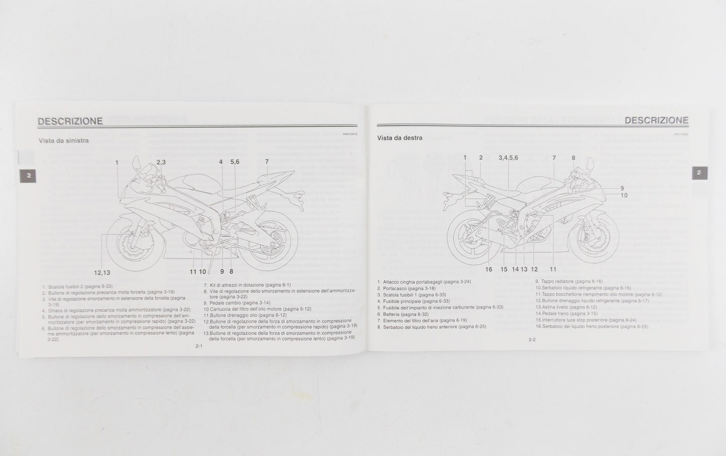 YAMAHA YZF-R6 13S-28199-H0 USE AND MAINTENANCE OWNER BOOK ITALIAN - MotoRaider