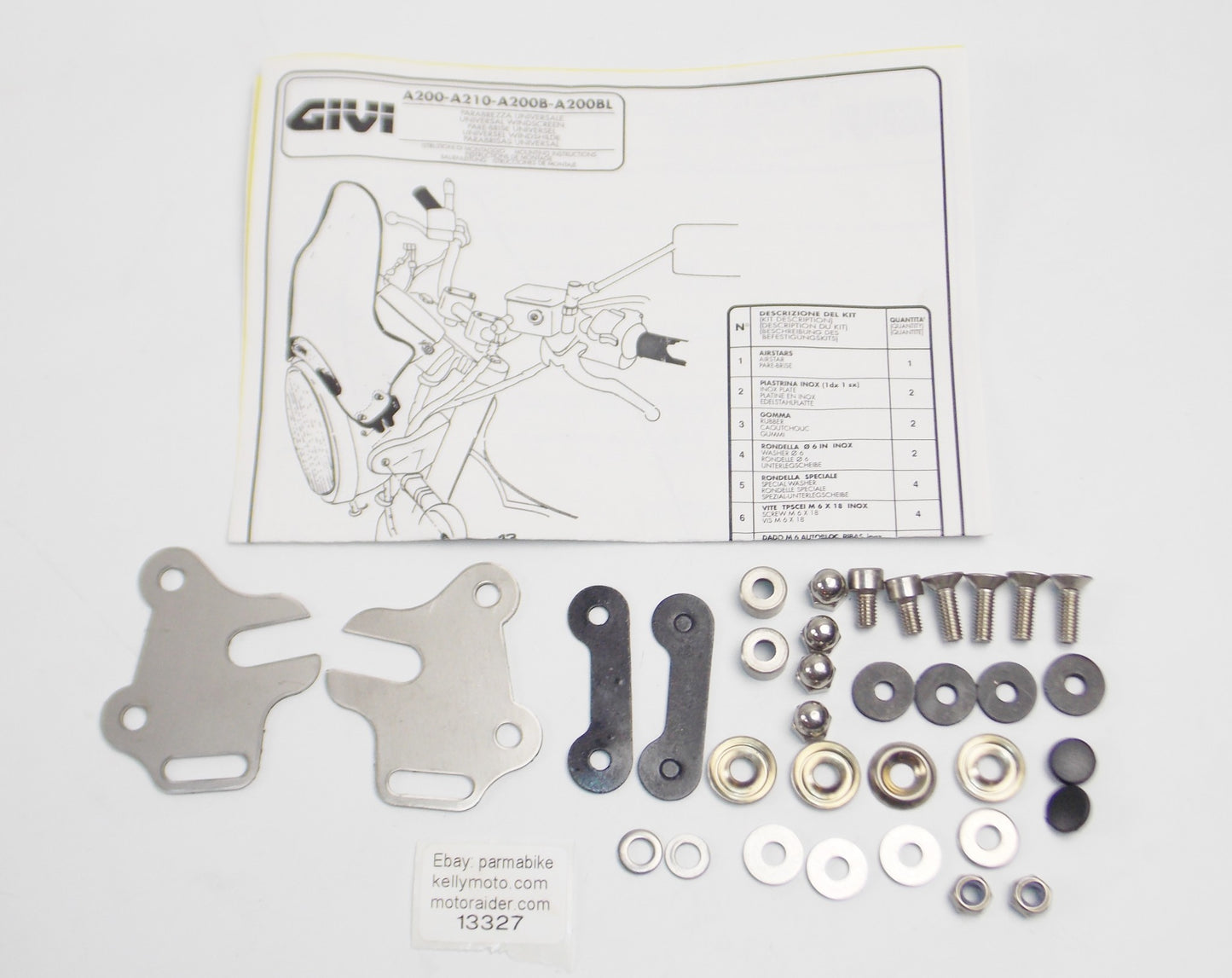 GIVI UNIVERSAL FITTING KIT MOUNT BRACKETS WINSHIELD GIVI A200 A210 A200B A200BL - MotoRaider