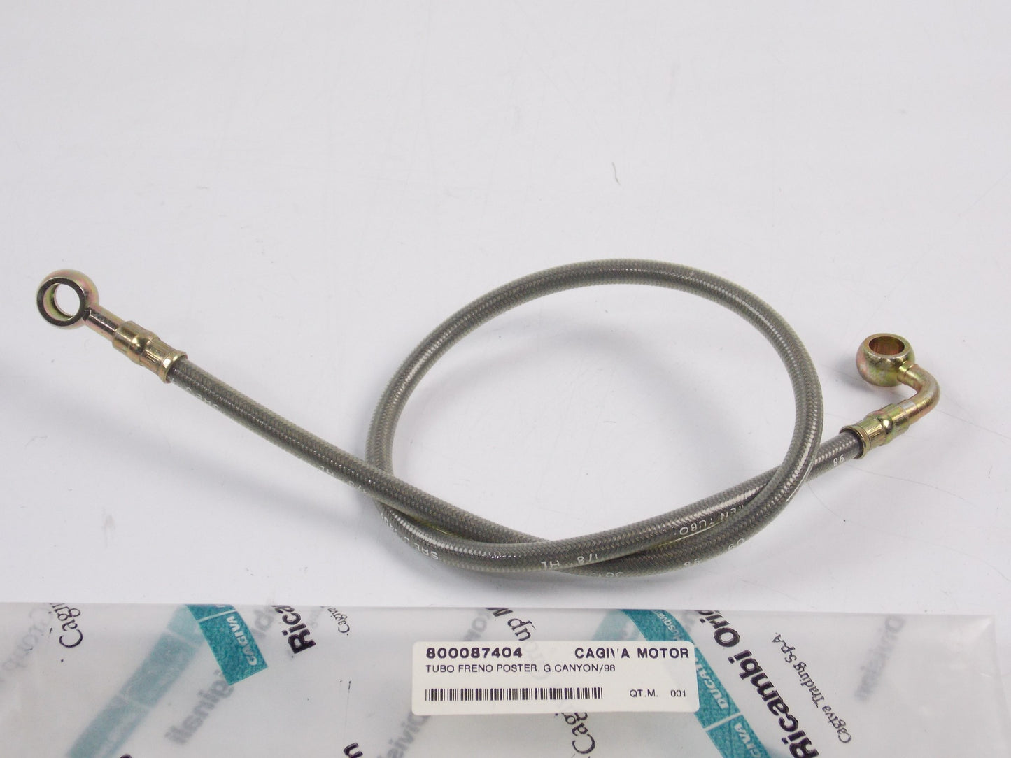 NOS OEM CAGIVA 1998-1999 GRAN CANYON REAR WHEEL BRAKE HOSE PIPE TUBE 800087404 - MotoRaider