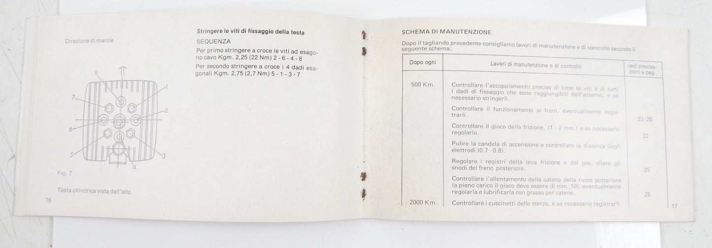 1980's ORIGINAL LAVERDA 125 LB SPORT USE MAINTENANCE OWNER MANUAL BOOK ITALIAN - MotoRaider