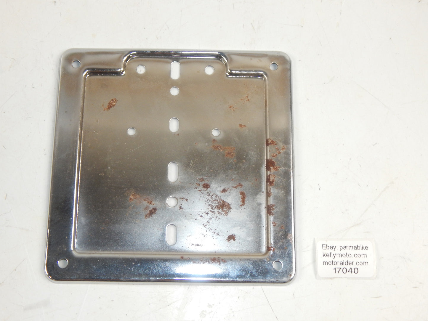 1980's MOTORCYCLE CHROME LICENCE PLATE HOLDER 170x170mm VINTAGE ITALY SCOOTER - MotoRaider