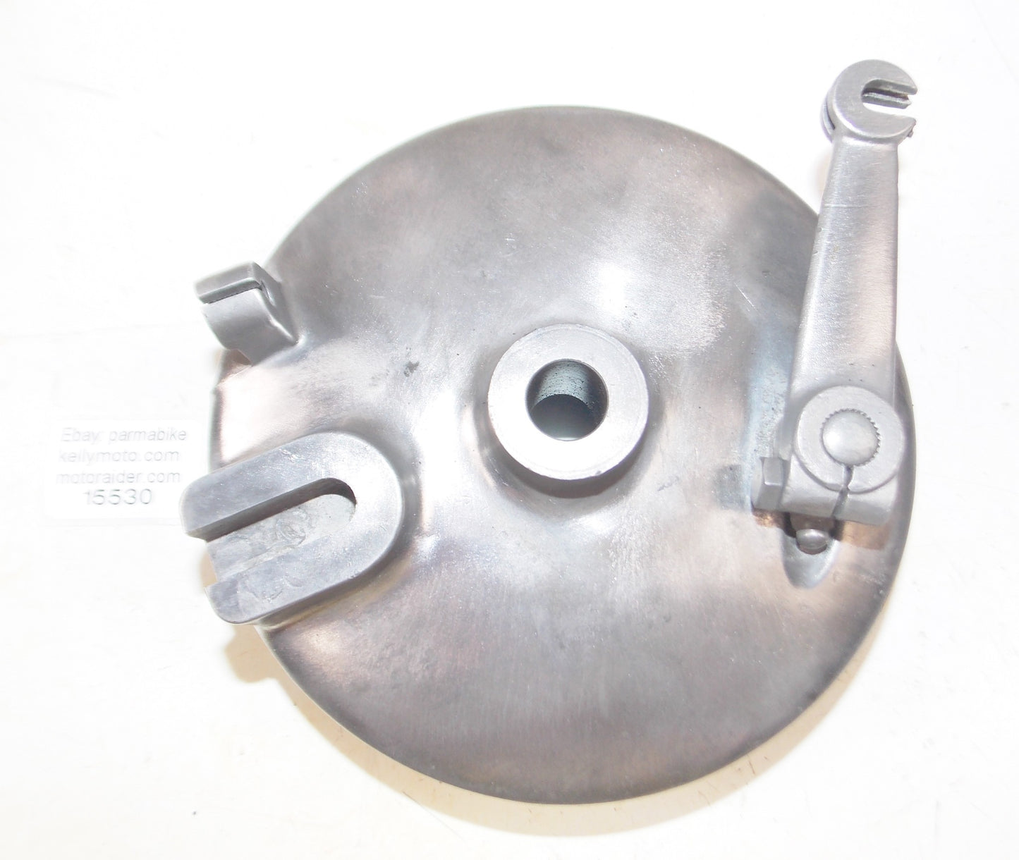 1972 MORINI CORSARO 125 FRONT WHEEL HUB BRAKE PLATE WITH SHOES+ACTUATOR LEVER - MotoRaider