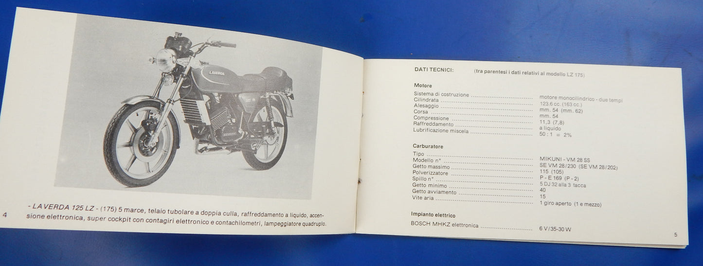 ORIGINAL LAVERDA ZUNDAPP 125 175 LZ USE CARE MAINTENANCE BOOK MANUAL ITALIAN - MotoRaider