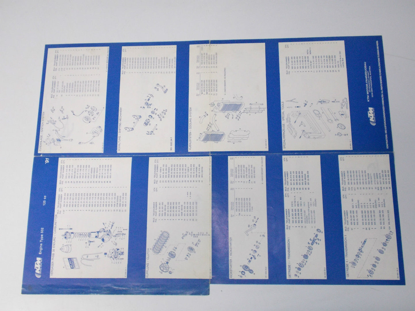 1991 KTM 125CC 502 ENGINE SPARE PARTS POSTER MANUAL MOTOR LIST 3.203.22 - MotoRaider