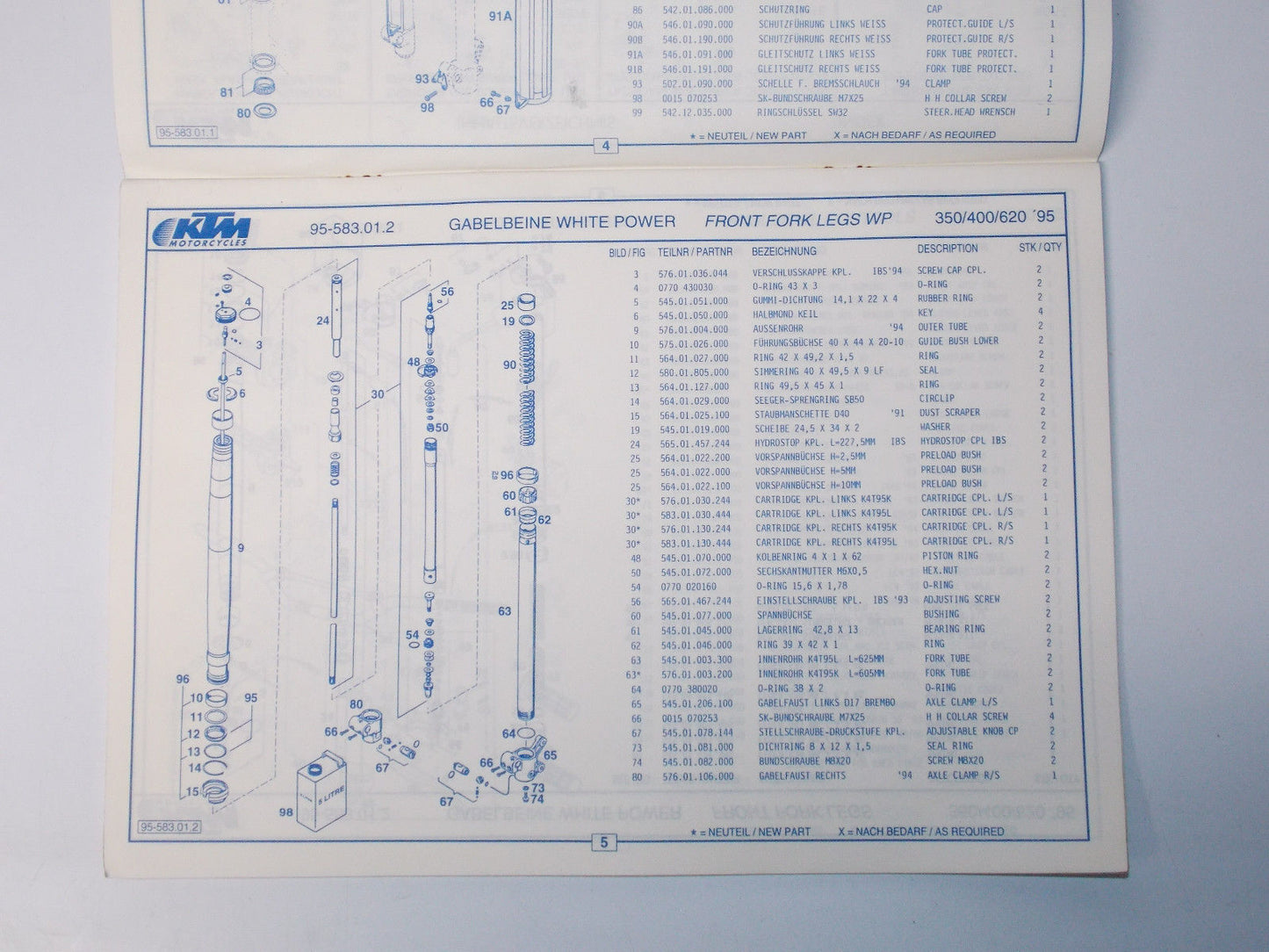 1995 KTM 350 400 620 SX EXC CHASSIS FRAME SPARE PARTS MANUAL BOOK LIST 3.203.84 - MotoRaider