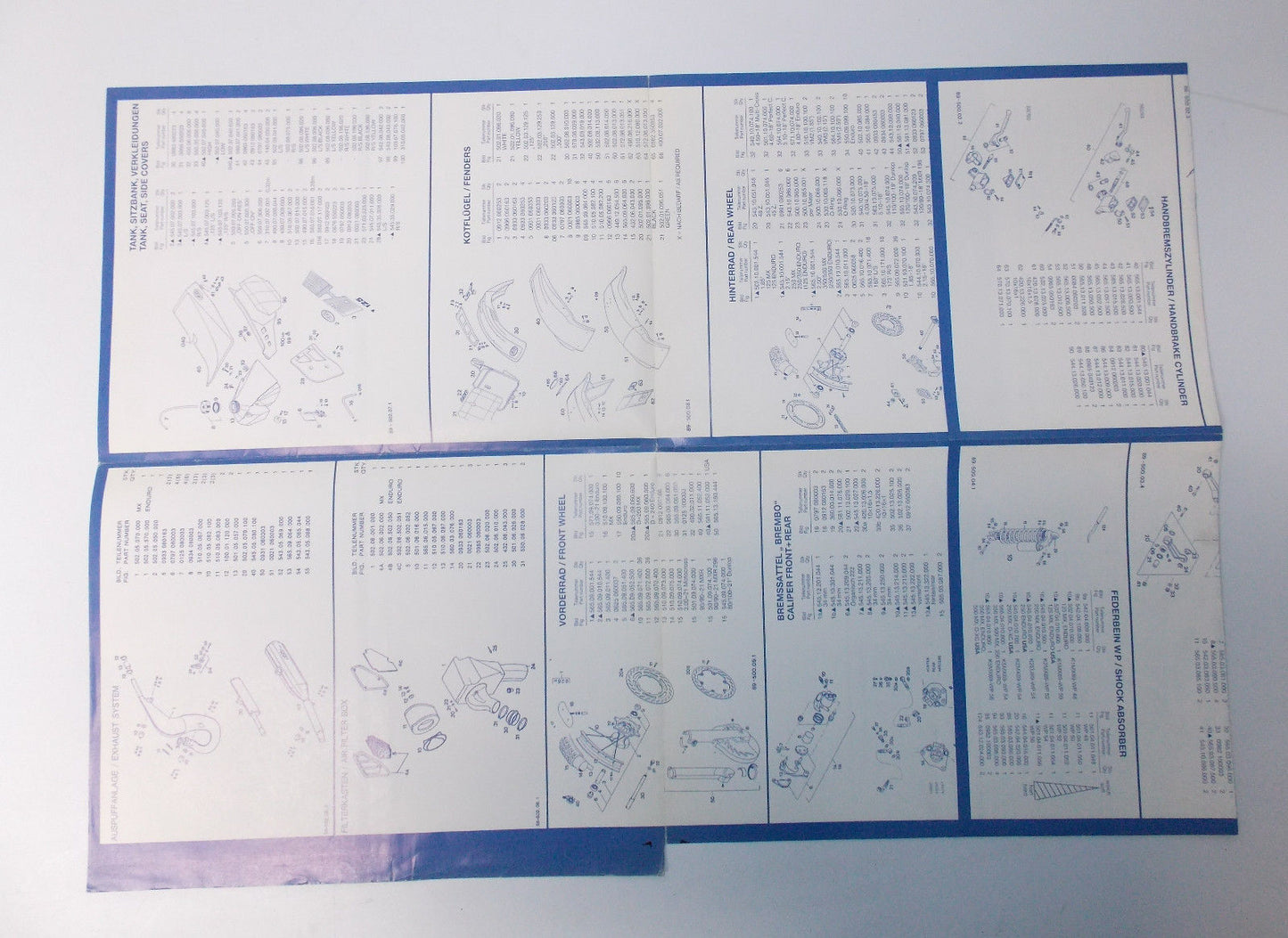 1989 KTM 125 MX ENDURO CHASSIS FRAME SPARE PARTS POSTER LIST 202.94 - MotoRaider