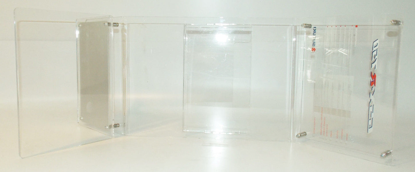 SUZUKI GSXR-750 DEALER SHOWROOM DISPLAY CLEAR PLEXIGAS H35" WITH BROCHURE POCKET - MotoRaider