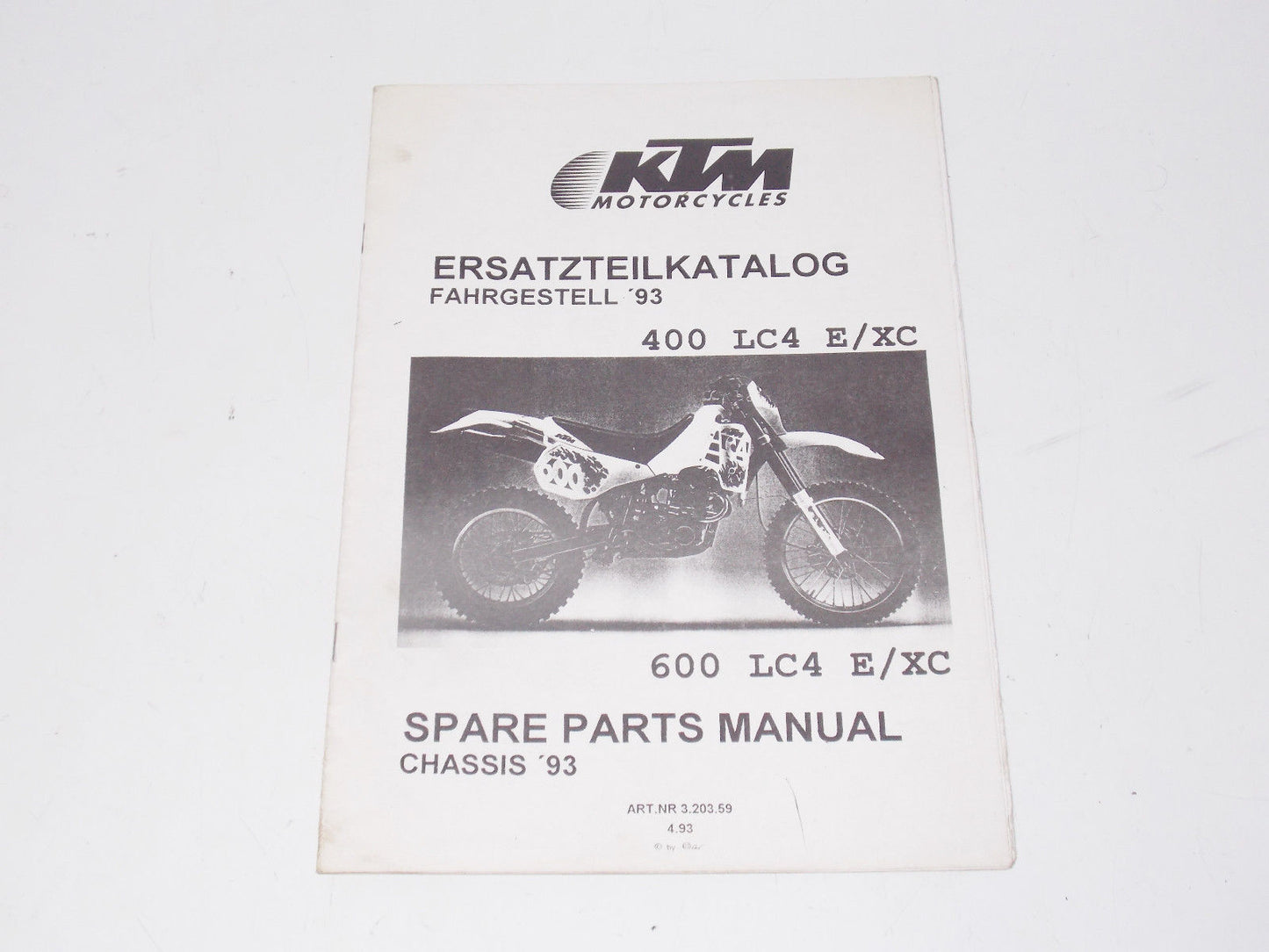 1993 KTM 400 600 LC4 E/XC CHASSIS FRAME PART LIST MANUAL BOOK DIAGRAM 3.203.59 - MotoRaider