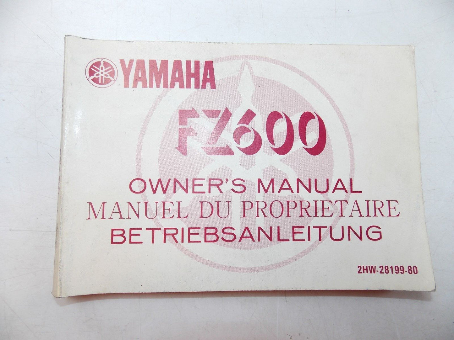 NEW YAMAHA 1986 OWNER'S MANUAL FZ600 ENGLISH FRENCH GERMAN 2HW-28199-80 - MotoRaider