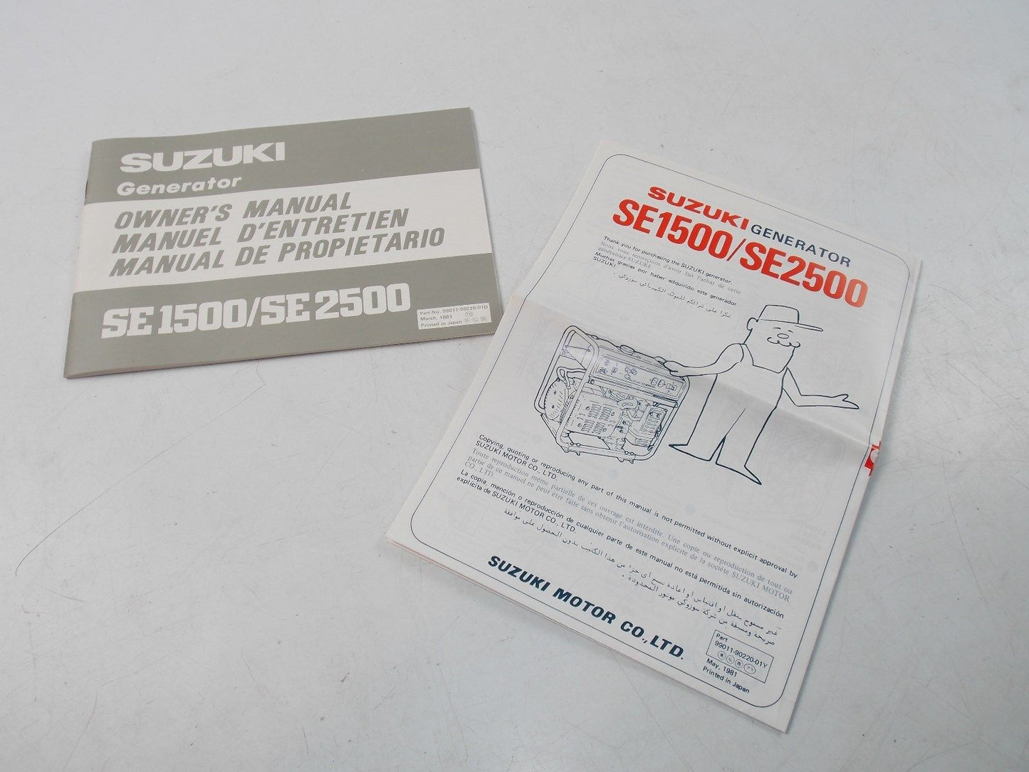 NEW SUZUKI 1981 OWNER MANUAL SE1500/2500 ENGLISH FRENCH ITALIAN 99011-90220-01D - MotoRaider