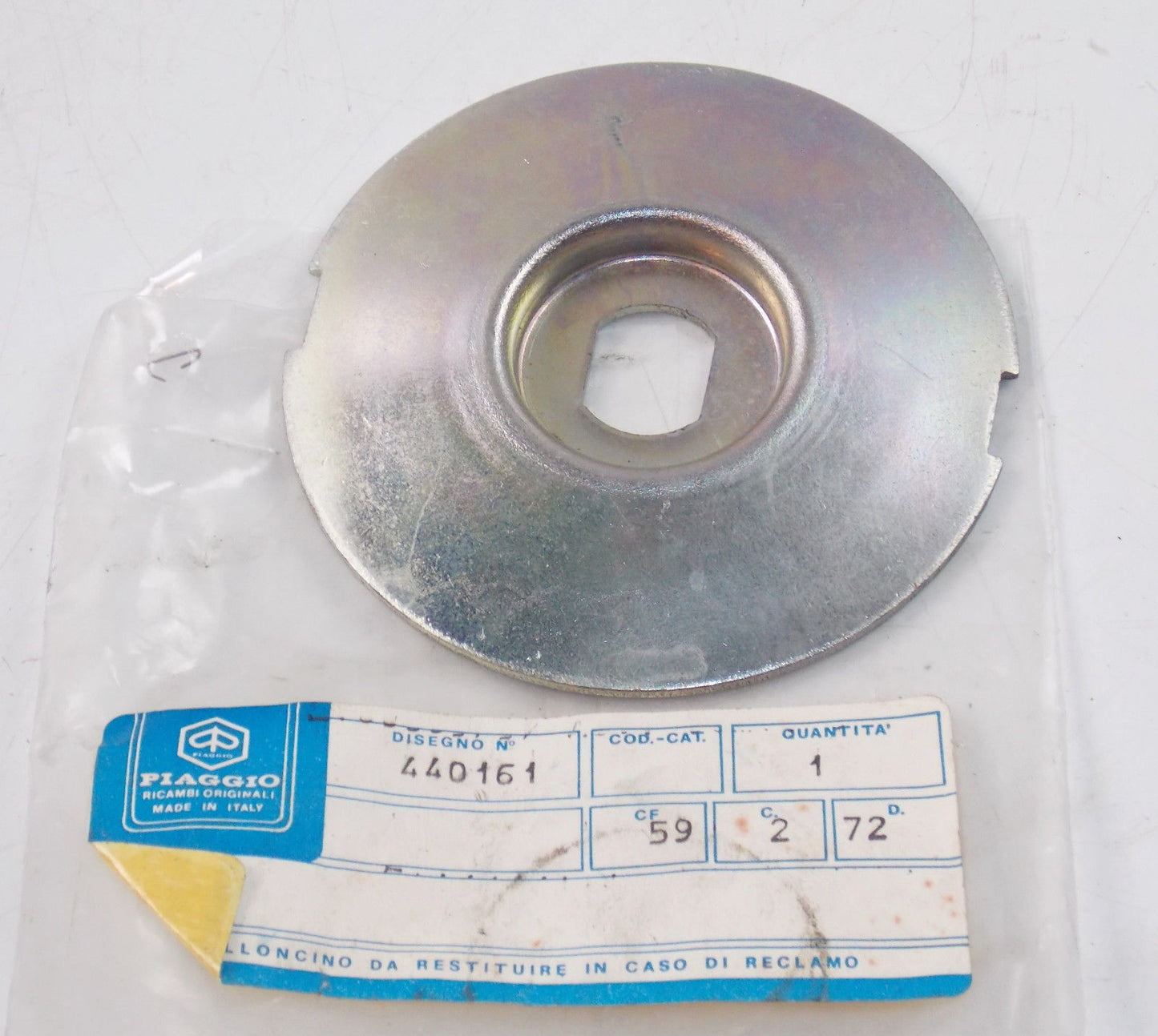 NOS 80'S GENUINE PIAGGIO PART 440161 PLATE DISC PULLEY SCOOTER MOPED GILERA GSA - MotoRaider