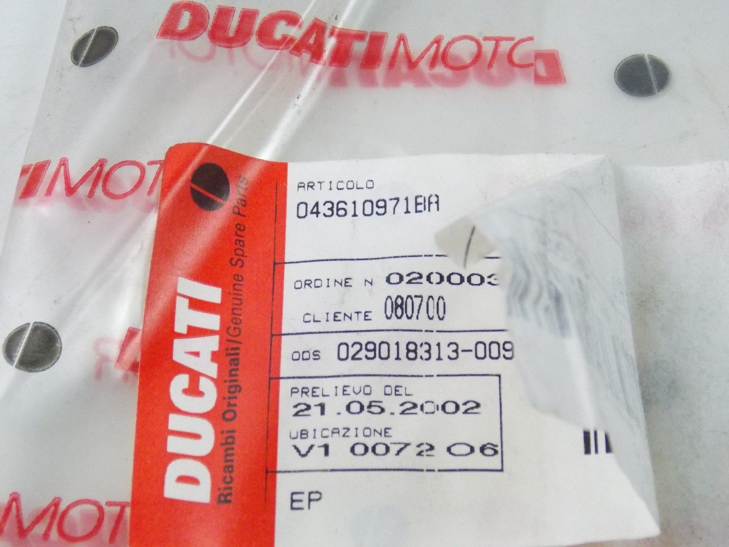 NOS DUCATI STICKER DECAL EMBLEM GRAPHIC 043610971BA - MotoRaider