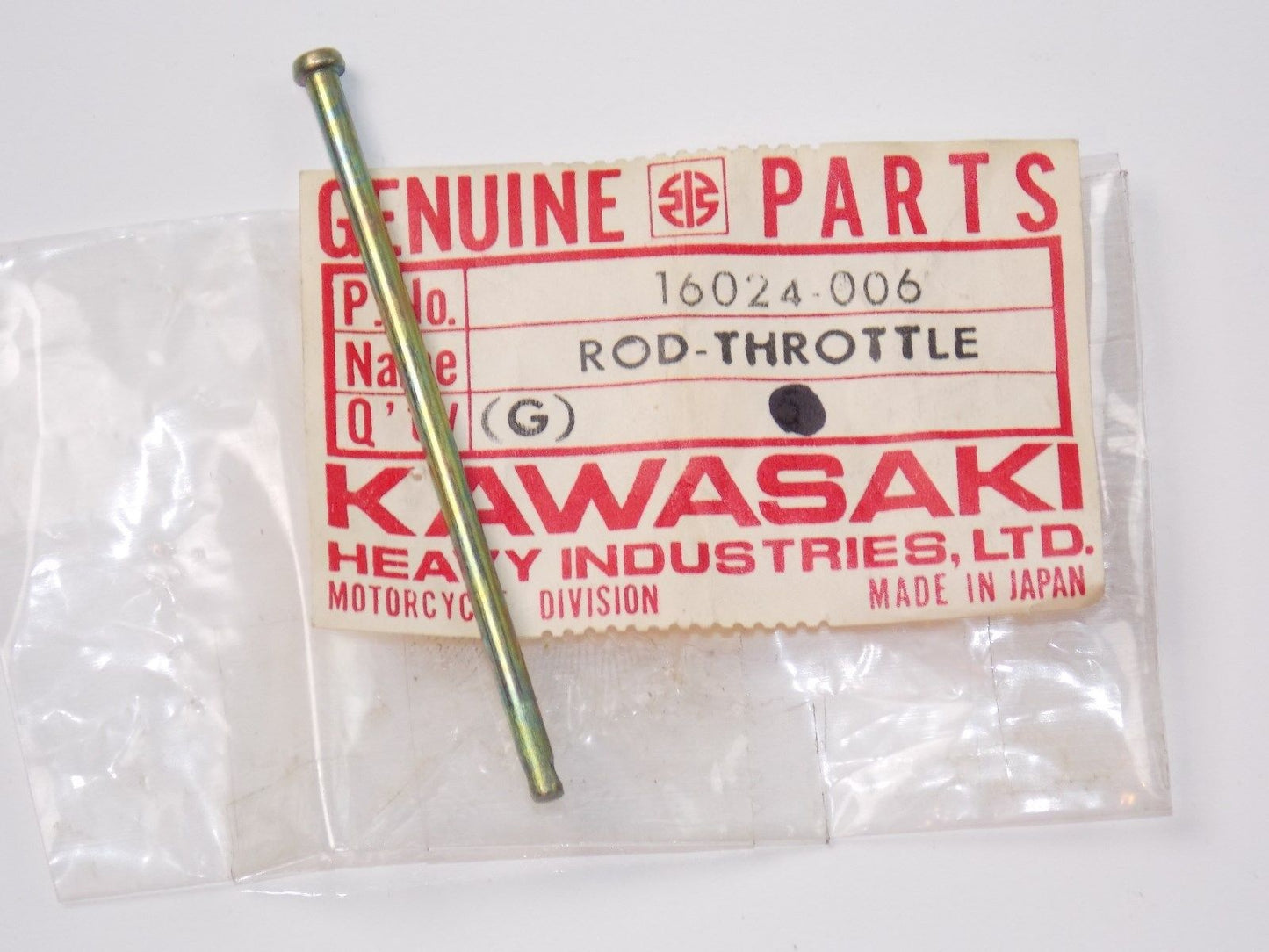NOS KAWASAKI 1987-2001 THROTTLE VALVE STOP ROD KE100 16024-006 - MotoRaider