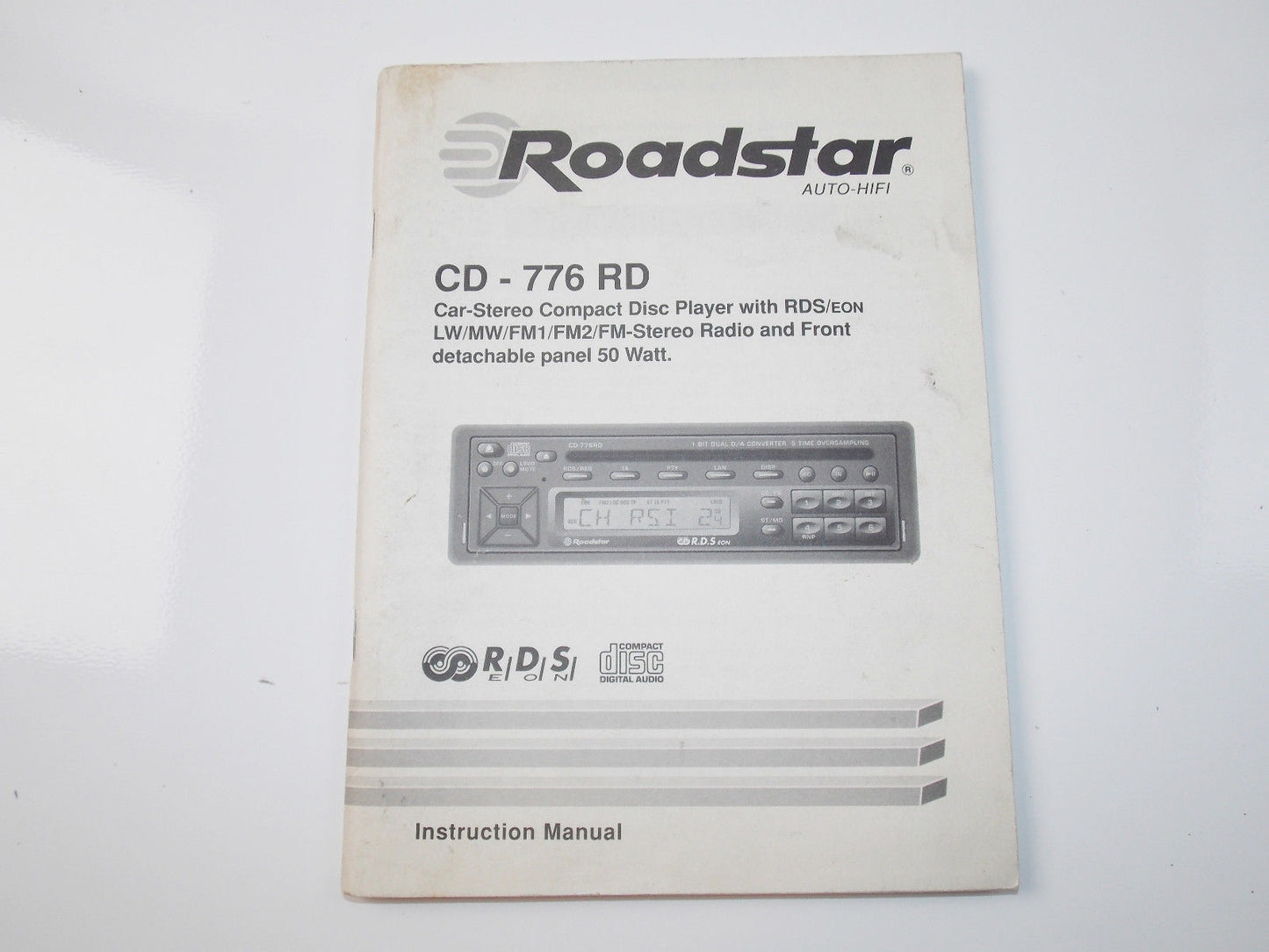 INSTRUCTION MANUAL ROADSTAR CD-776 RD CAR STEREO COMPACT DISC PLAYER AM FM RADIO - MotoRaider
