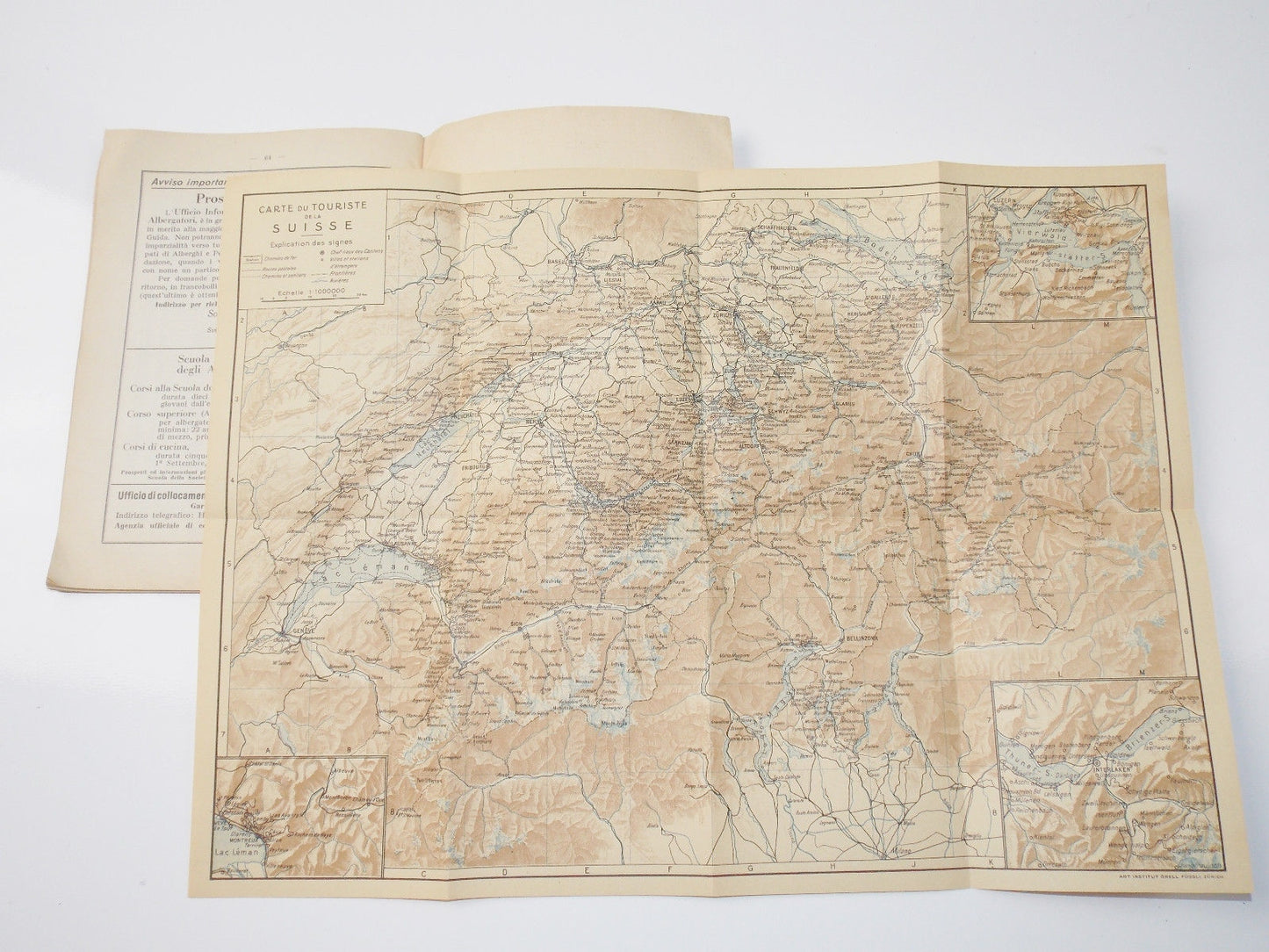 1933 SWITZERLAND HOTEL SPA GUIDE BOOK WITH MAP IN ITALIAN BASILEA ST MORITZ - MotoRaider