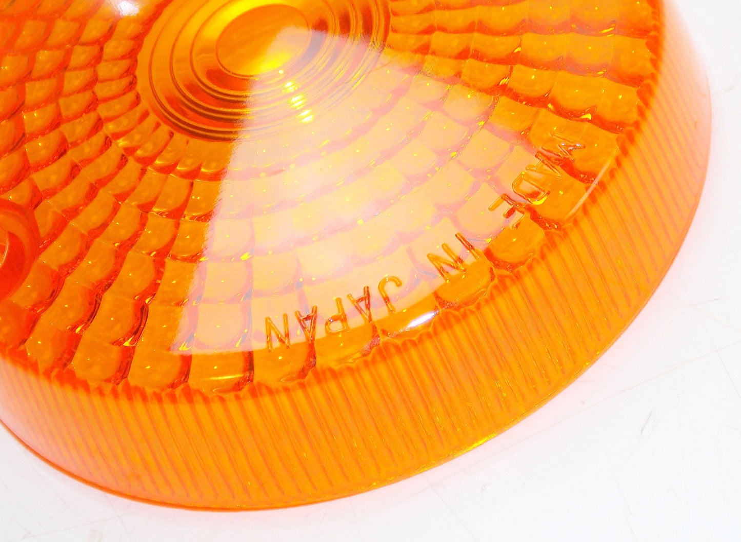 VINTAGE TURN SIGNAL BLINKER LENS AMBER REFLECTOR SUZUKI KAWASAKI 3"5/8 92mm - MotoRaider
