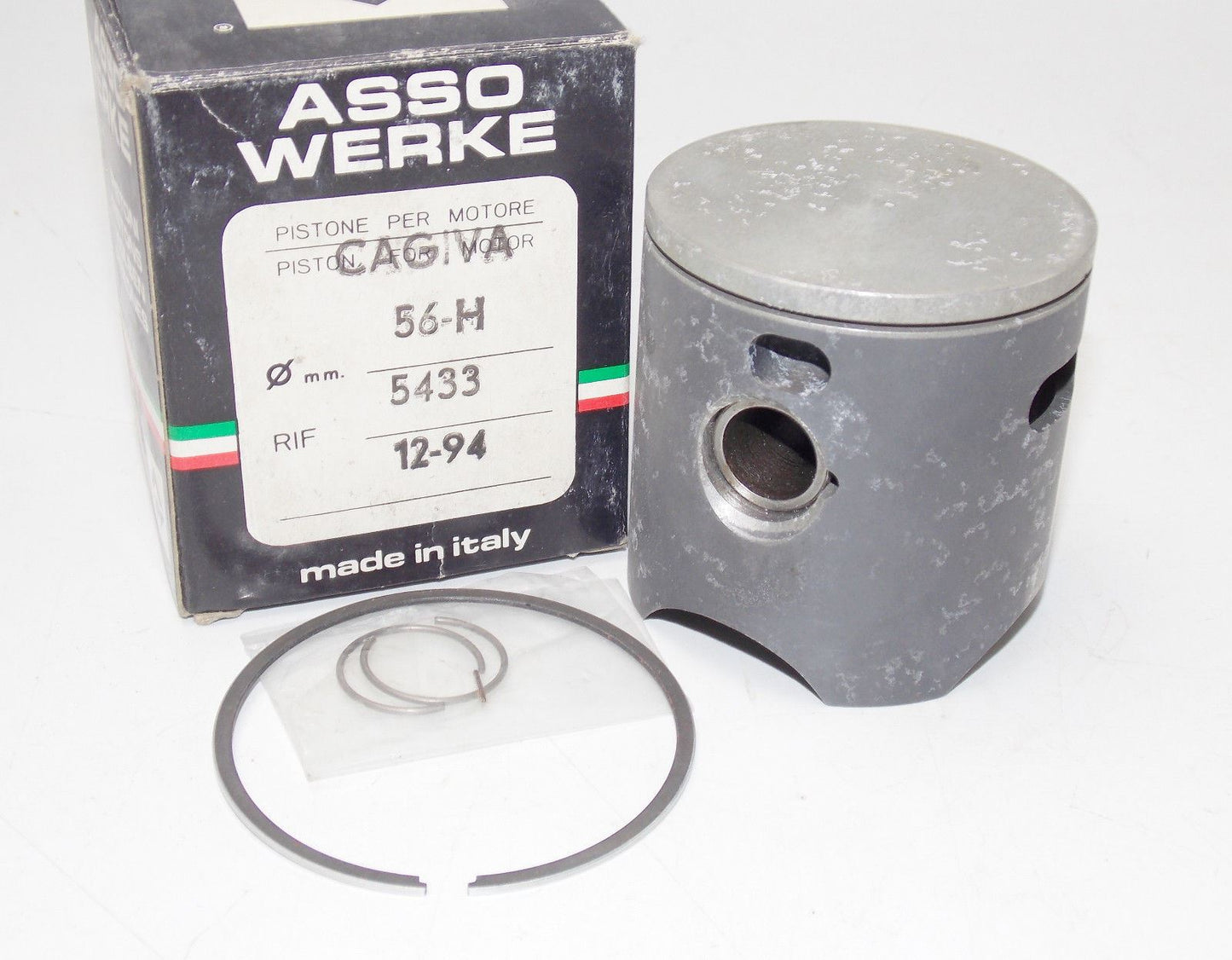 NOS 56-H ASSO WERKE PISTON 5433 1992 1994 CAGIVA CR WR 125cc MOTORCYCLE PIN RING - MotoRaider
