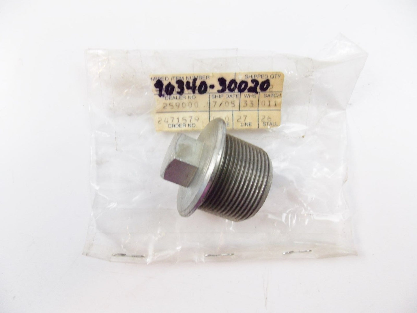 NOS OEM YAMAHA 1973-1978 STRAIGHT SCREW PLUG TX500 XS500 90340-30020 - MotoRaider