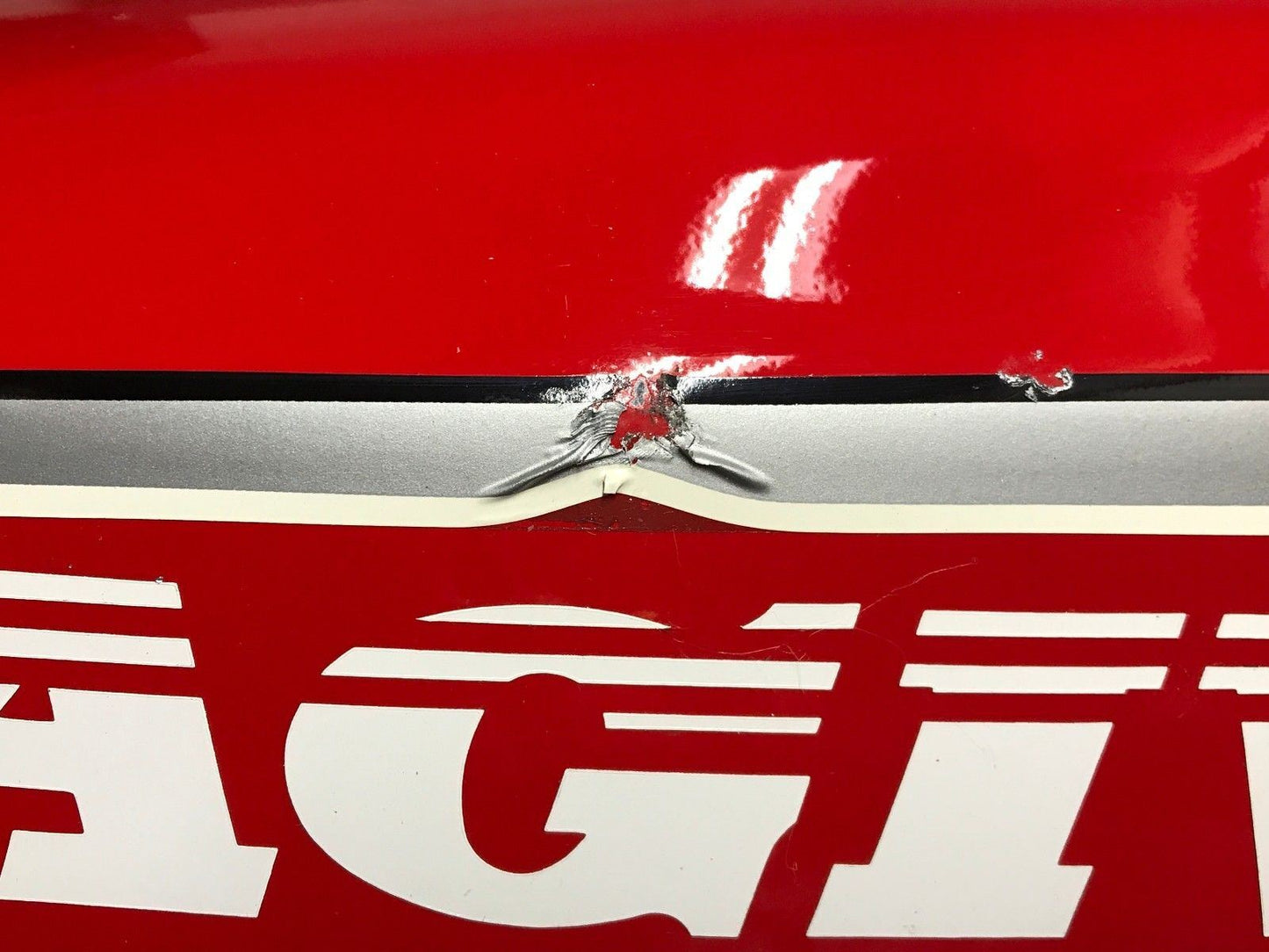 NOS CAGIVA 1988 FRECCIA 125 GAS FUEL TANK COVER RED WHITE 80C055739|800056911 - MotoRaider