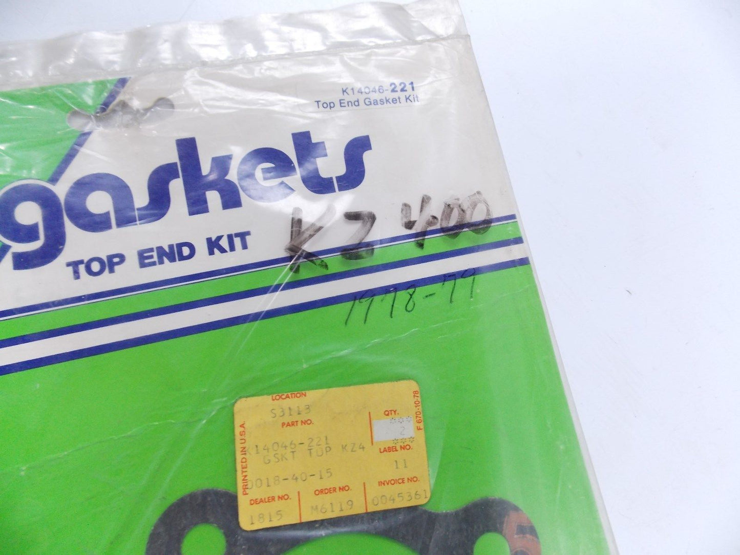 NOS OEM 1978 KAWASAKI TOP END GASKET KIT KZ400 K14046-221 - MotoRaider