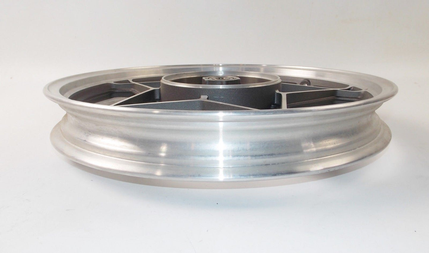 NOS 1978 SUZUKI GS REAR FRONT ALLOY WHEEL SILVER BLACK RIM 18" 1.6 WM2 1.85 WM3 - MotoRaider