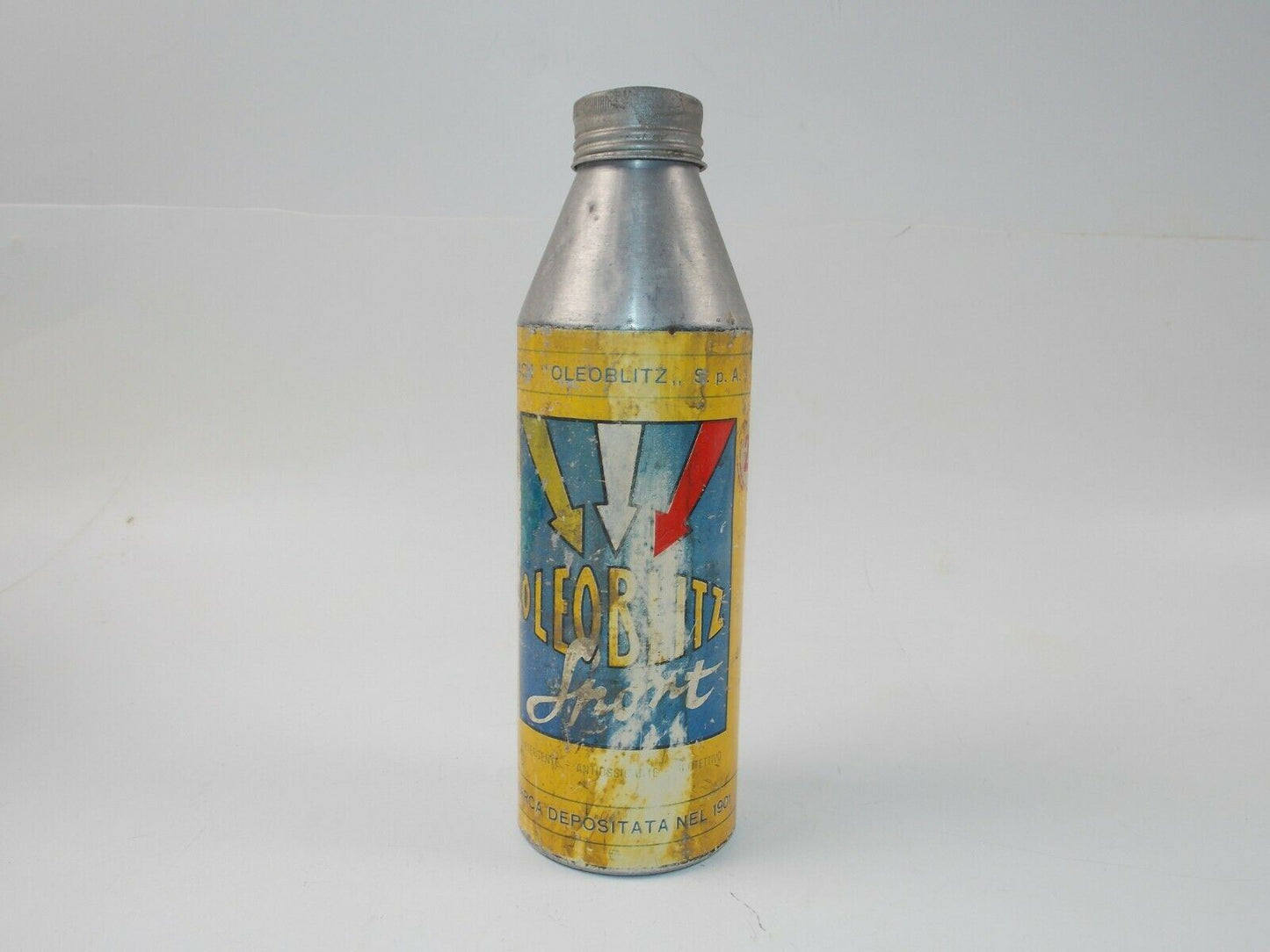 1950's OLEOBLITZ SPORT SAE-20 ALUMINUM ALLOY OIL CAN TIN ITALIAN FERRARI LANCIA - MotoRaider