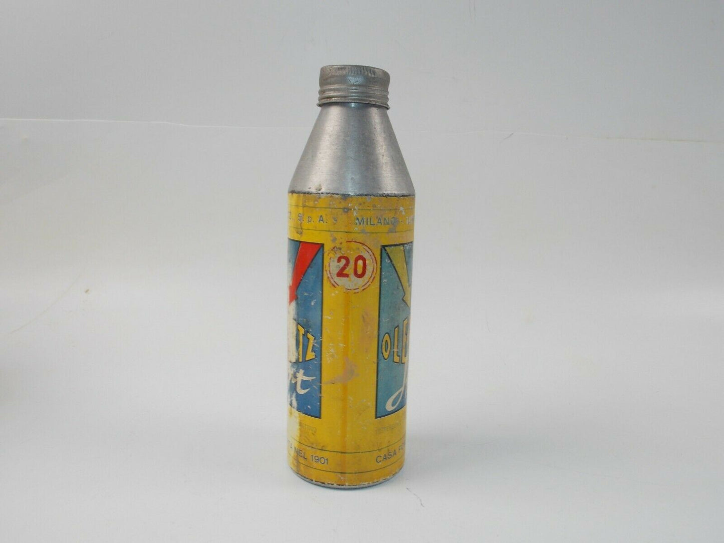 1950's OLEOBLITZ SPORT SAE-20 ALUMINUM ALLOY OIL CAN TIN ITALIAN FERRARI LANCIA - MotoRaider