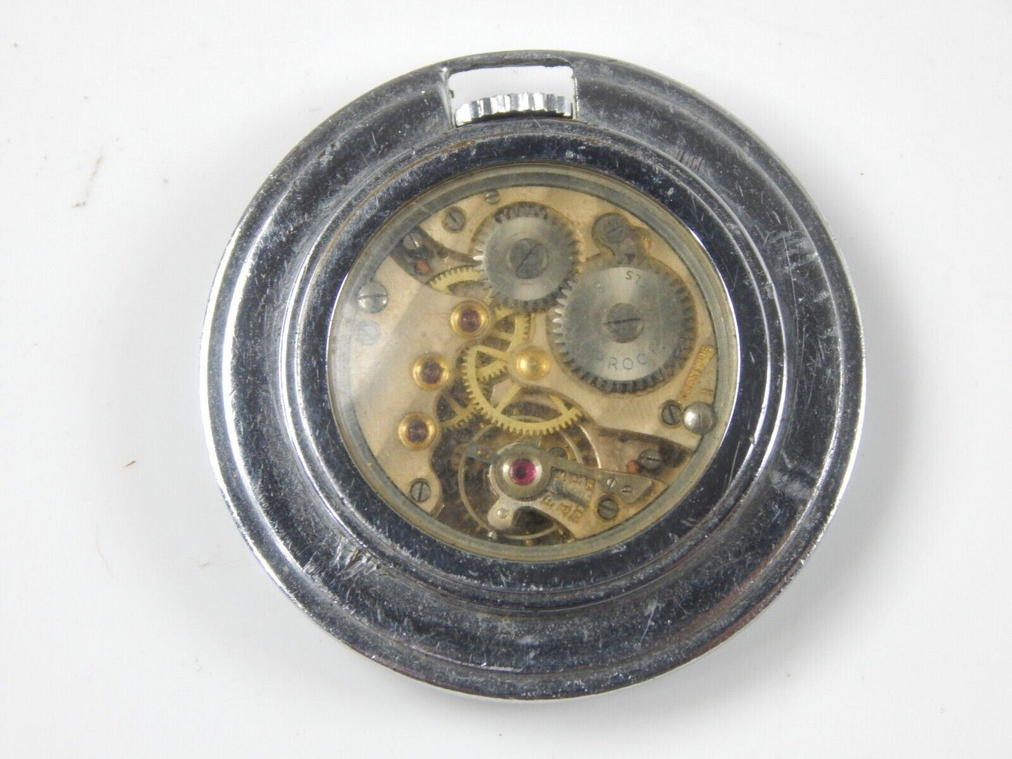 VINTAGE POCKET WATCH \SWISS MADE D=42mm CLEAR BACK SHOCK ABSORBER NON MAGNETIC - MotoRaider