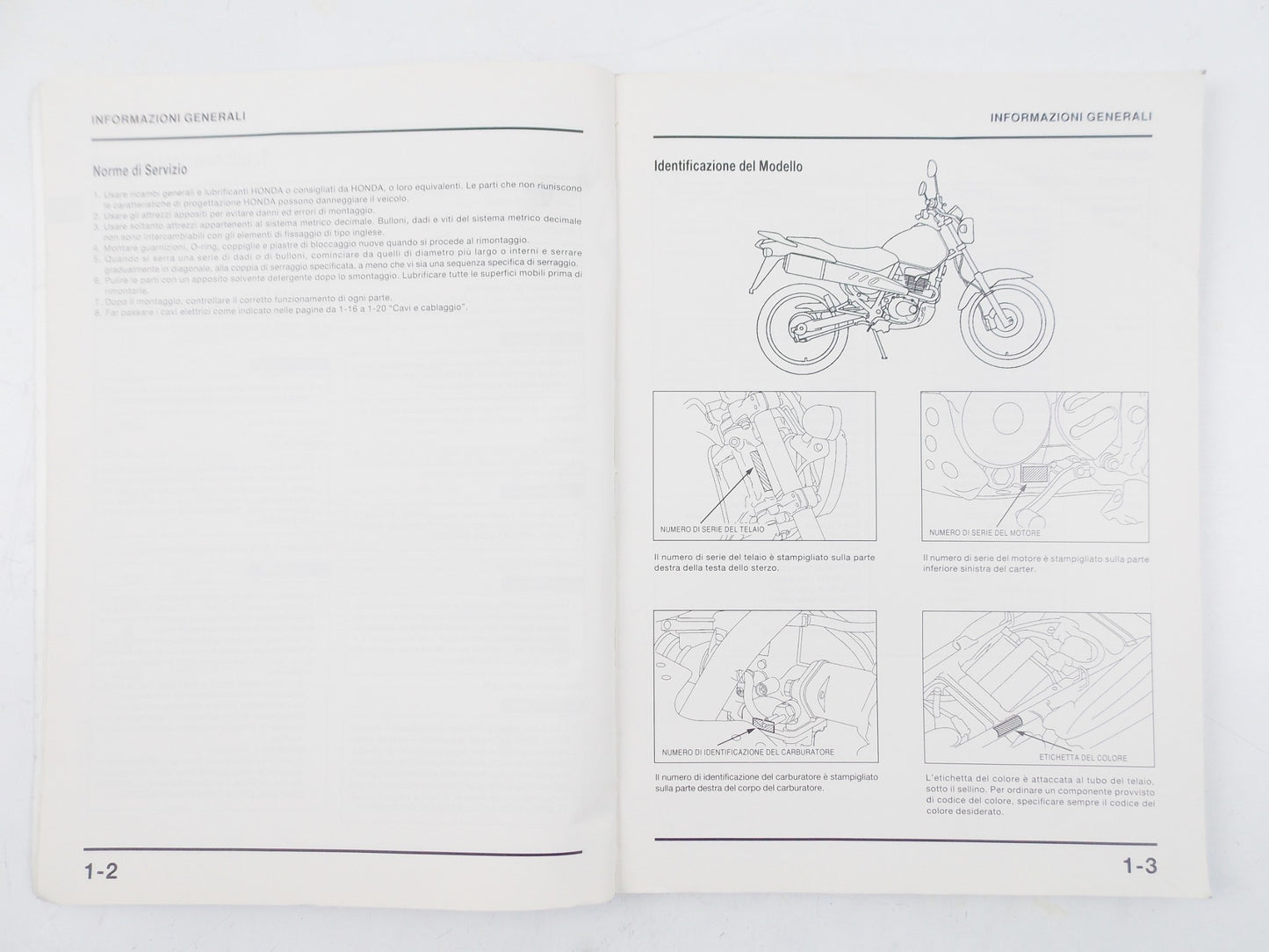 HONDA CLR 125W WORKSHOP MANUAL REPAIR MECHANICAL SERVICE BOOK ITALIAN - MotoRaider