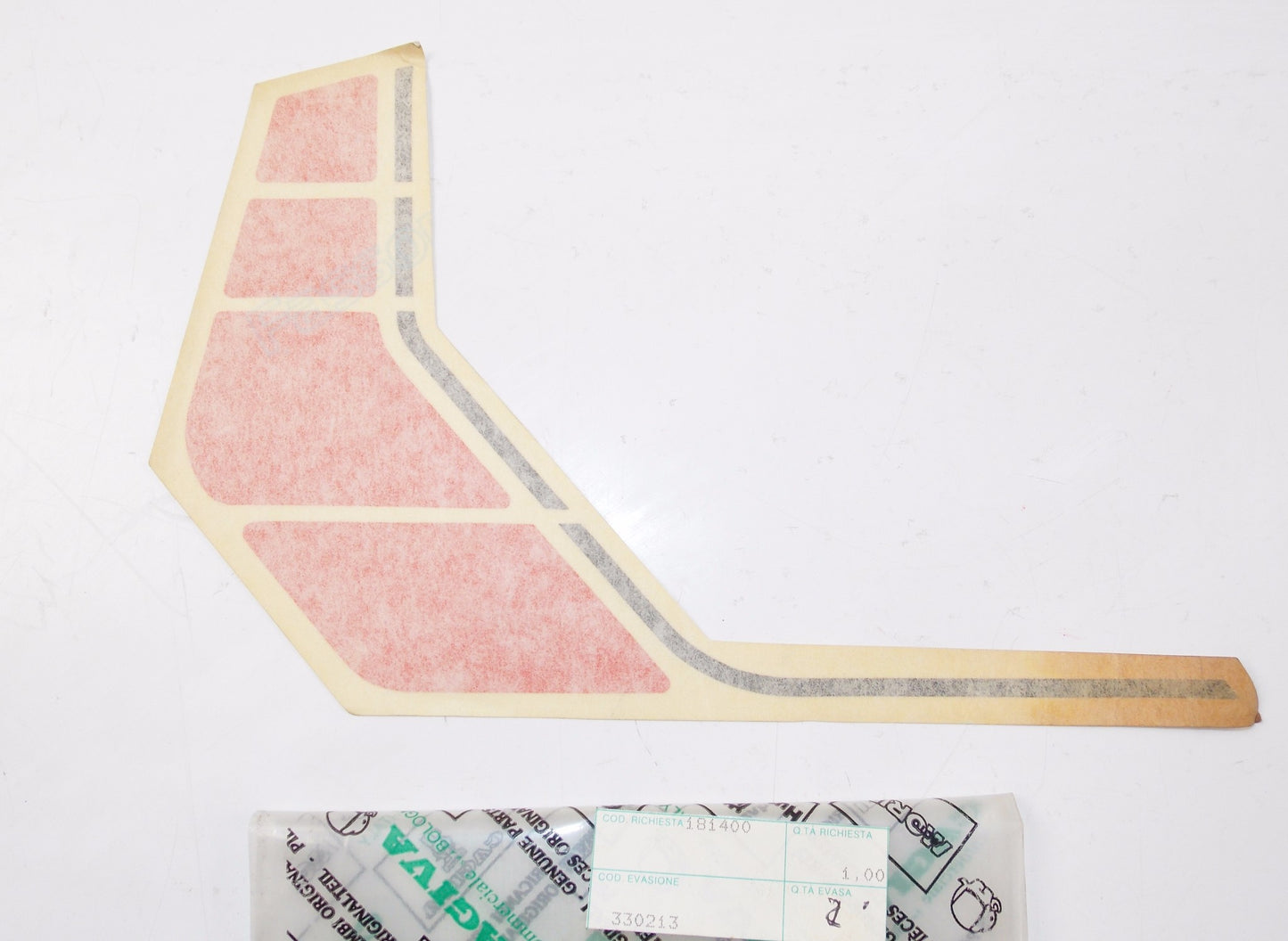 NOS OEM CAGIVA MORINI 1987 350 KANGURO X2/501 LH FUEL TANK RED STICKER 330213 - MotoRaider