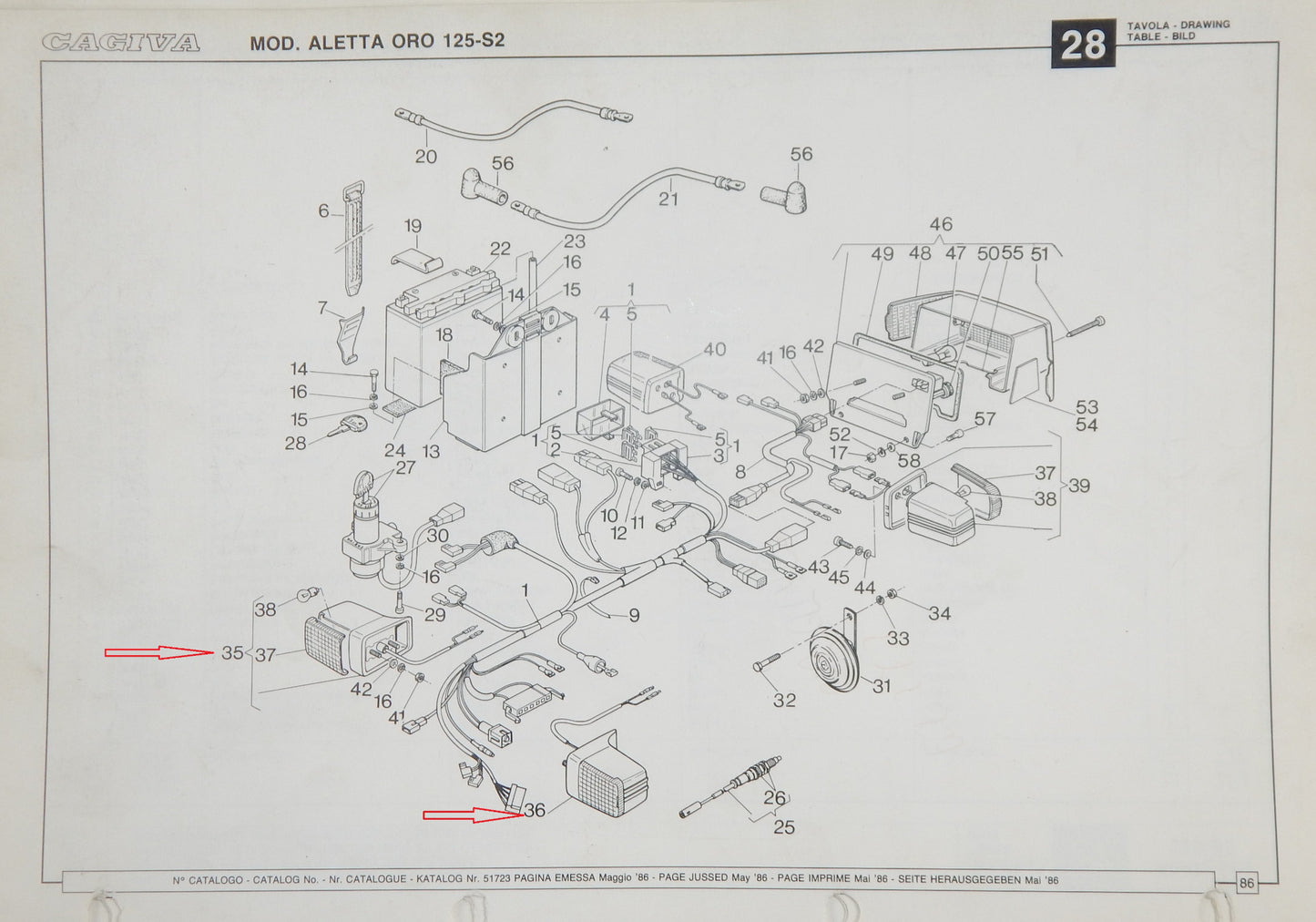 OEM CAGIVA 1986 ALETTA ORO-S2 RIGHT /LEFT FRONT TURN FLASHER INDICATOR 800047191 - MotoRaider