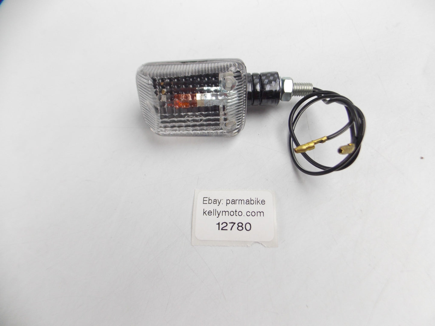 UNIVERSAL BLINKER TURN SIGNAL FLASHER CARBON FIBER LOOK CLEAR LENS 50R LENGTH 3" - MotoRaider
