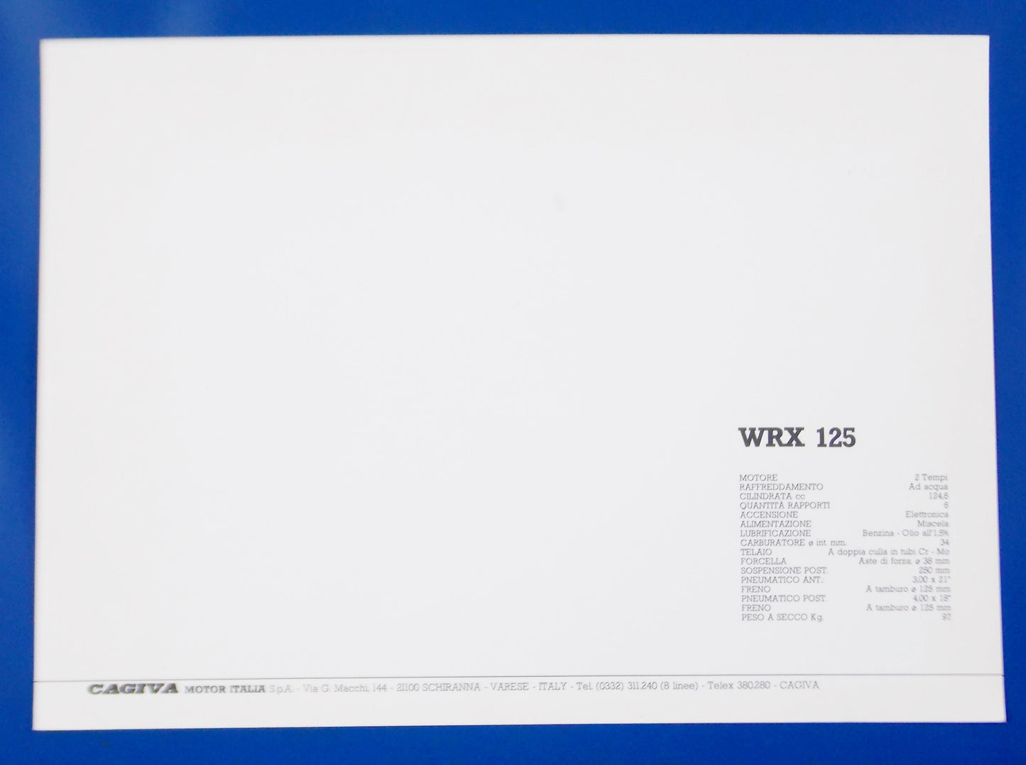 1980's CAGIVA WRX 125 2 STROKE ORIGINAL VINTAGE DEALER PHOTO BROCHURE 11"x8" - MotoRaider