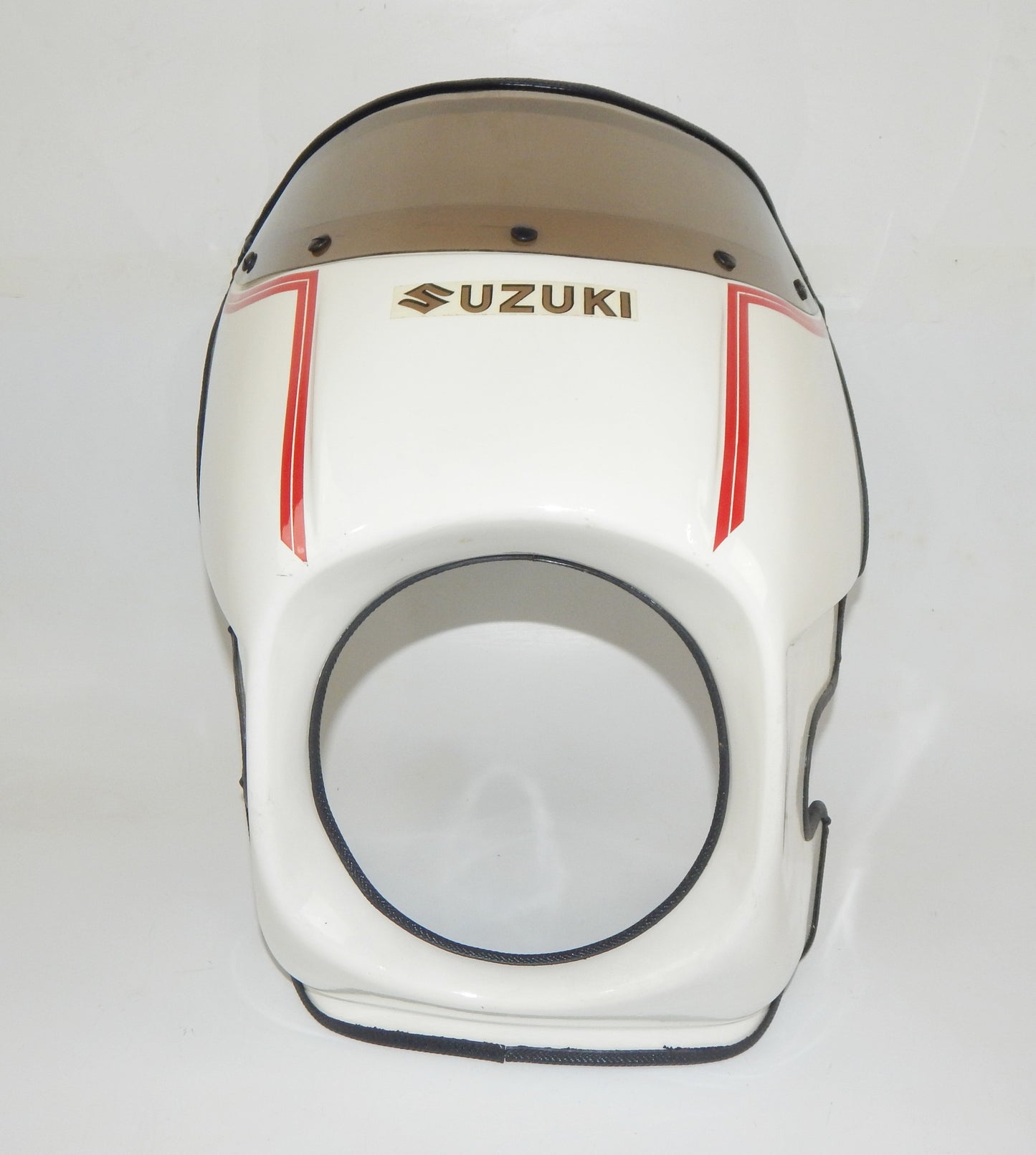 1990's WHITE FRONT FAIRING BROWN WINDSHIELD SCREEN SUZUKI GS GT RG VINTAGE W=13" - MotoRaider