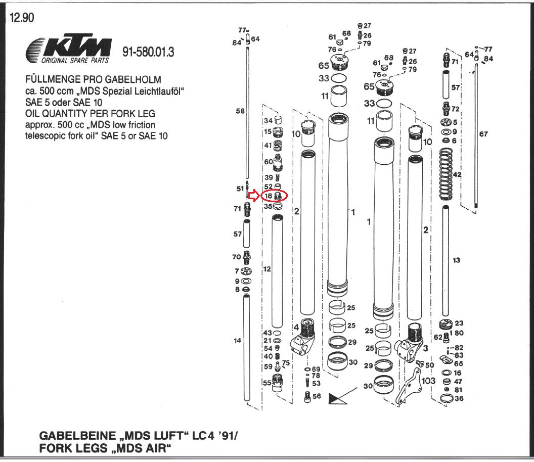 OEM KTM 1990 500/600 LC4 MX FRONT FORK HIGH-SPEED 11.5 DAMPER VALVE 58001518115 - MotoRaider