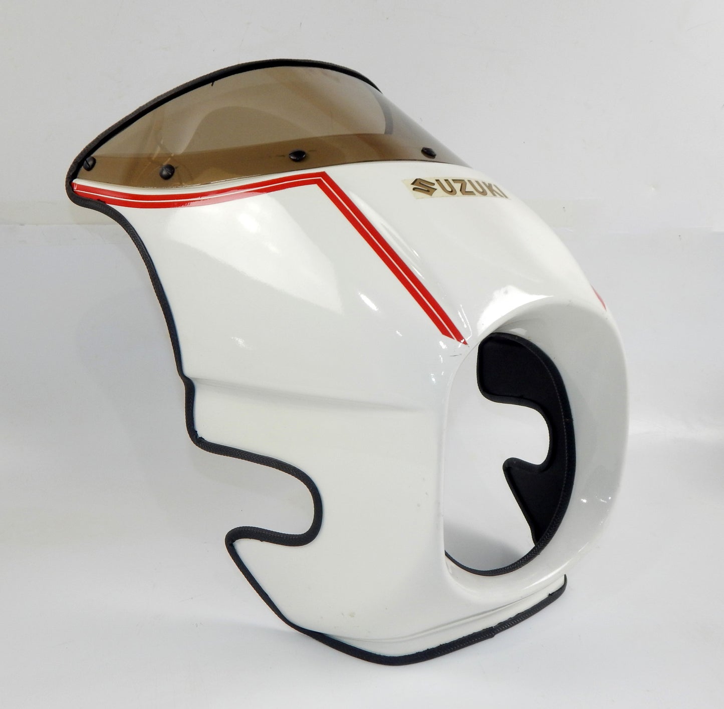 1990's WHITE FRONT FAIRING BROWN WINDSHIELD SCREEN SUZUKI GS GT RG VINTAGE W=13" - MotoRaider