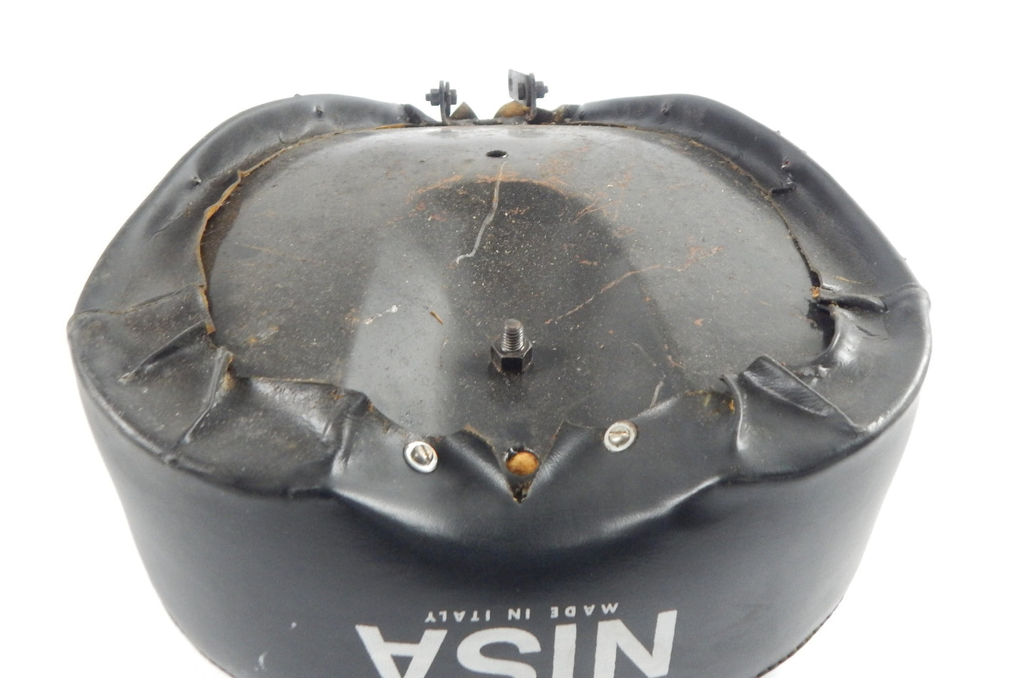 NISA SADDLE SEAT BLACK L=16" W=10" MORINI GARELLI BENELLI GUZZI MV VINTAGE ITALY - MotoRaider
