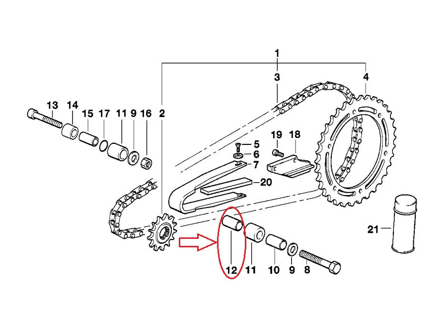 NOS OEM BMW 97-2000 F 650 F 650 ST CHAIN DRIVE SPACER SLEEVE # 27722345358 - MotoRaider