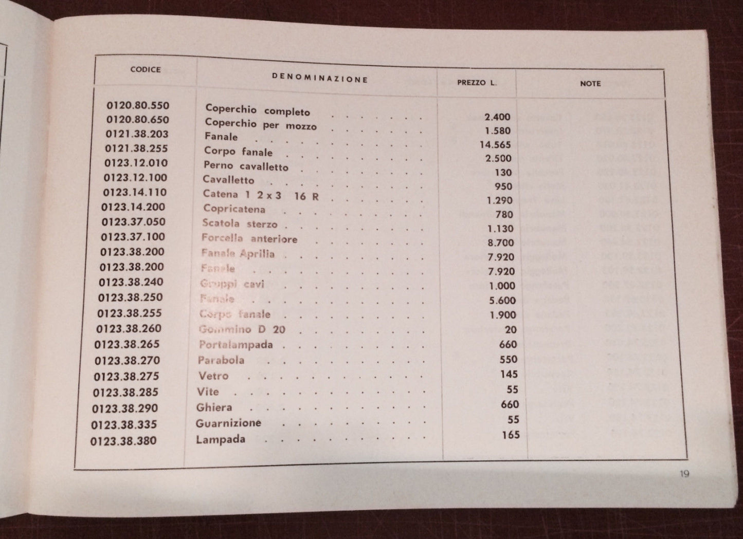 NEW DUCATI 1963 PRICE LIST SUPPLEMENT SPARE PARTS MANUAL BOOK LIGHT MOTORCYCLES - MotoRaider