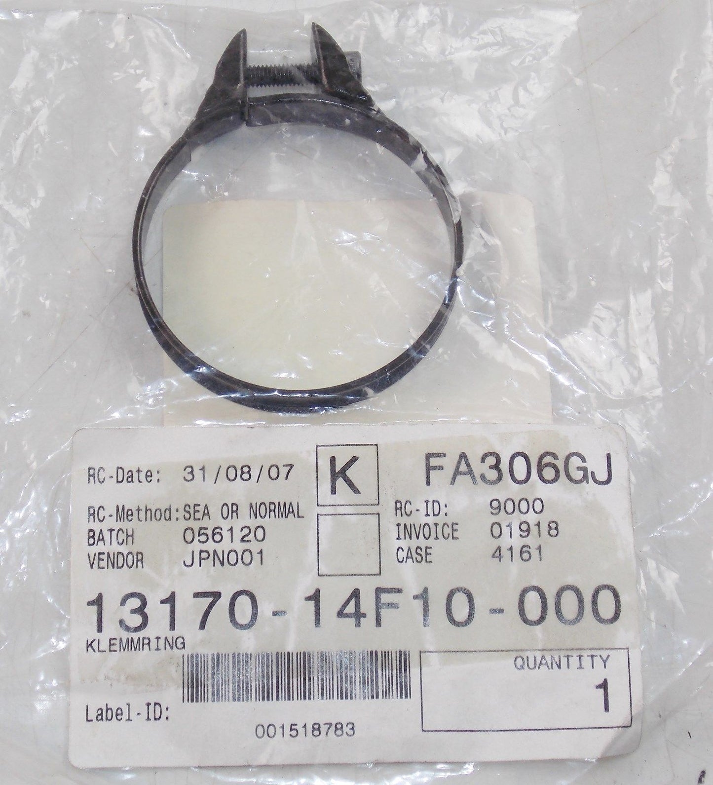 NOS SUZUKI 2001 INTAKE PIPE CLAMP AN400 AN250 13170-14F10 - MotoRaider