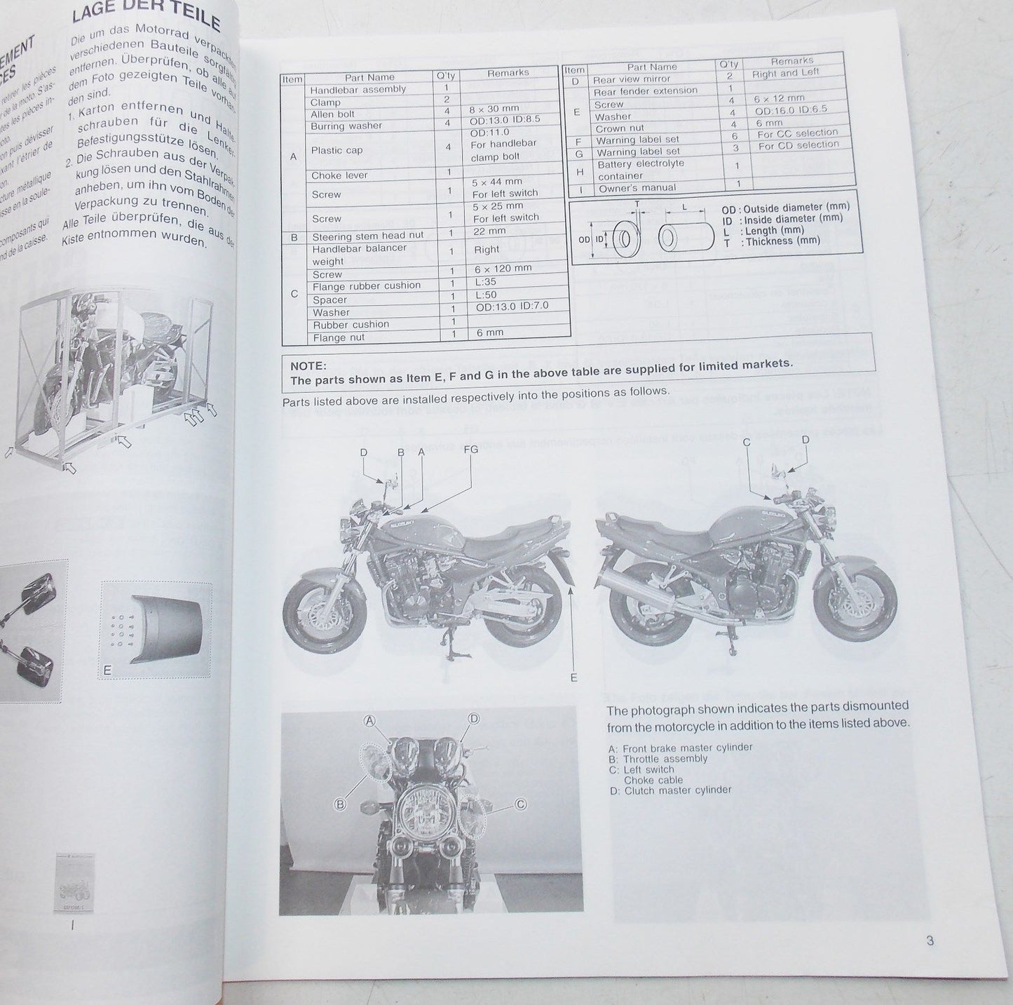 USED SUZUKI 2000 SET UP MANUAL GSF1200K1 99505-01011-011 - MotoRaider