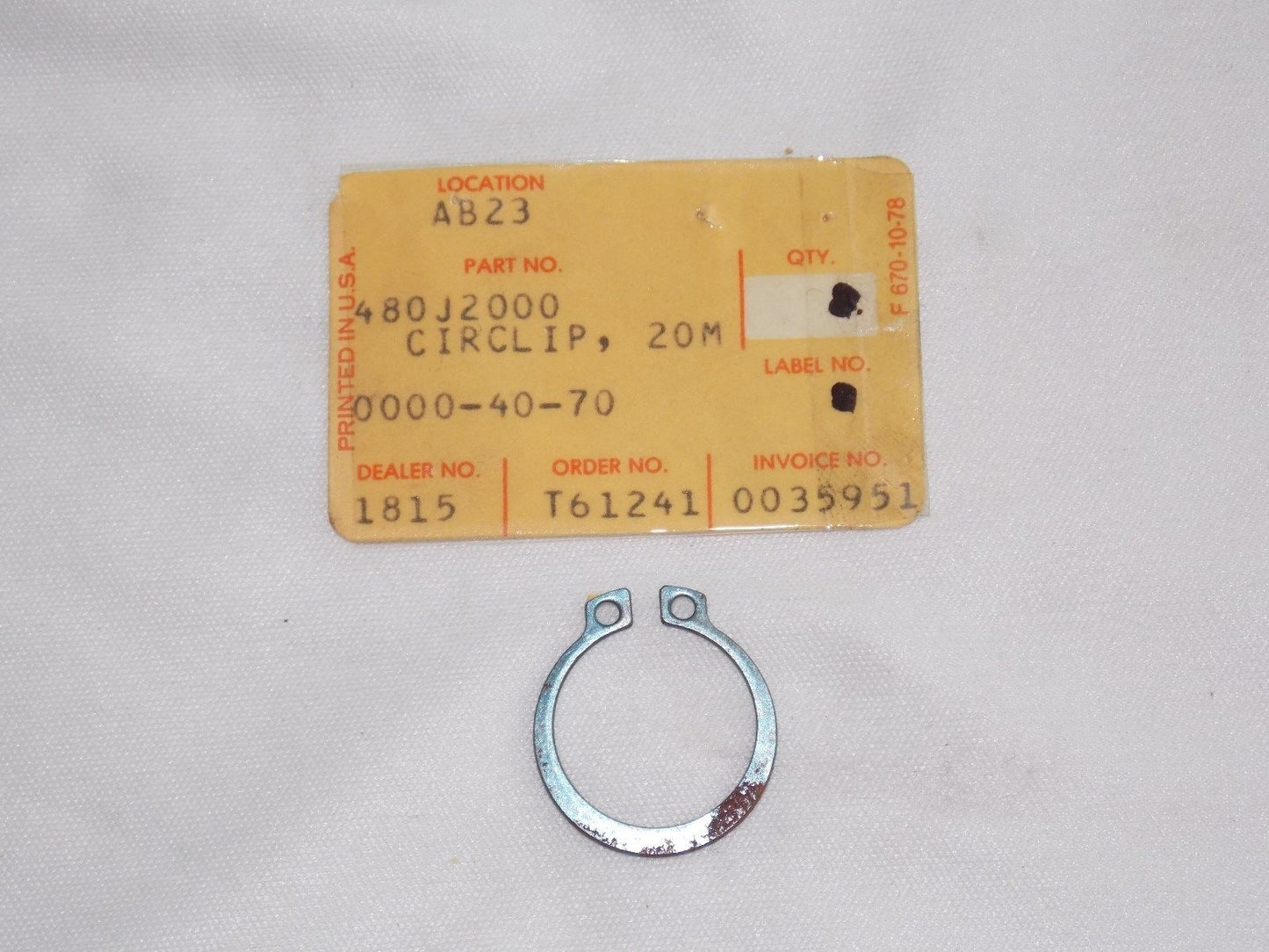 NOS KAWASAKI 1974-2015 CIRCLIP 20MM KL650 KDX80 KMX125 ZX900 KZ400 480J2000 - MotoRaider
