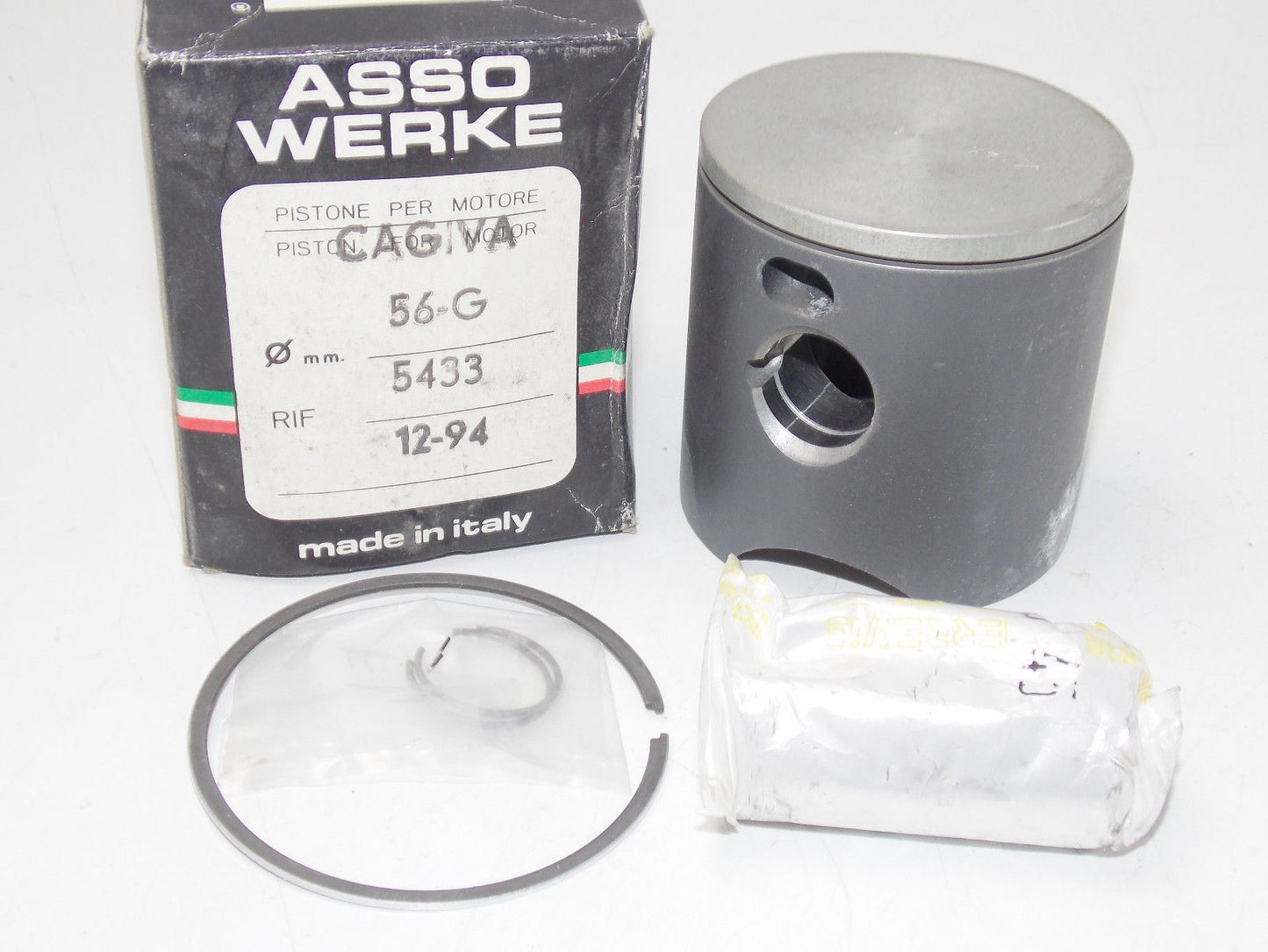 NOS 56-G ASSO WERKE PISTON 5433 1992 1994 CAGIVA CR WR 125cc MOTORCYCLE PIN RING - MotoRaider