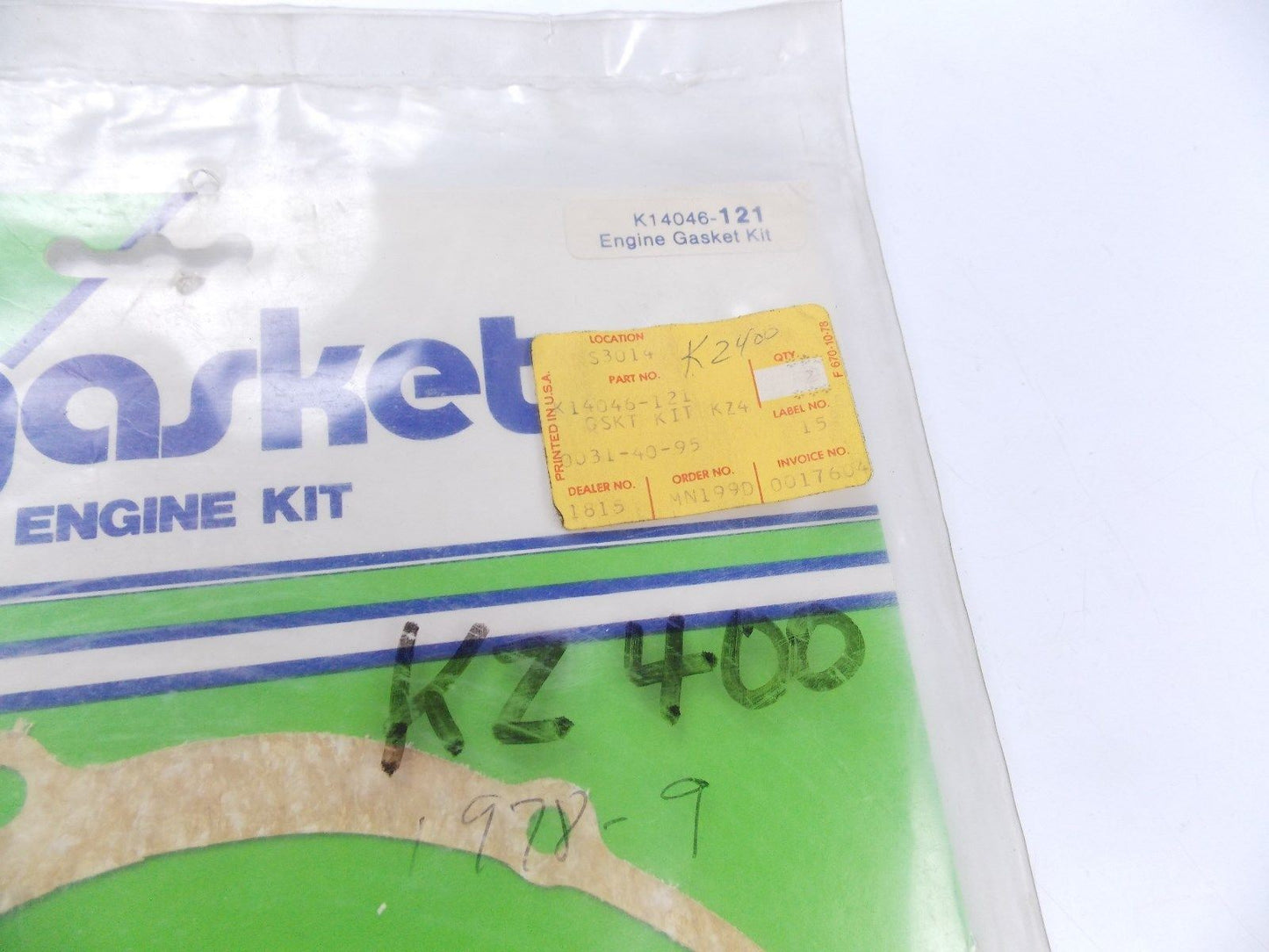 NOS OEM 1978 1979 KAWASAKI ENGINE GASKET KIT KZ400 K14046-121 - MotoRaider
