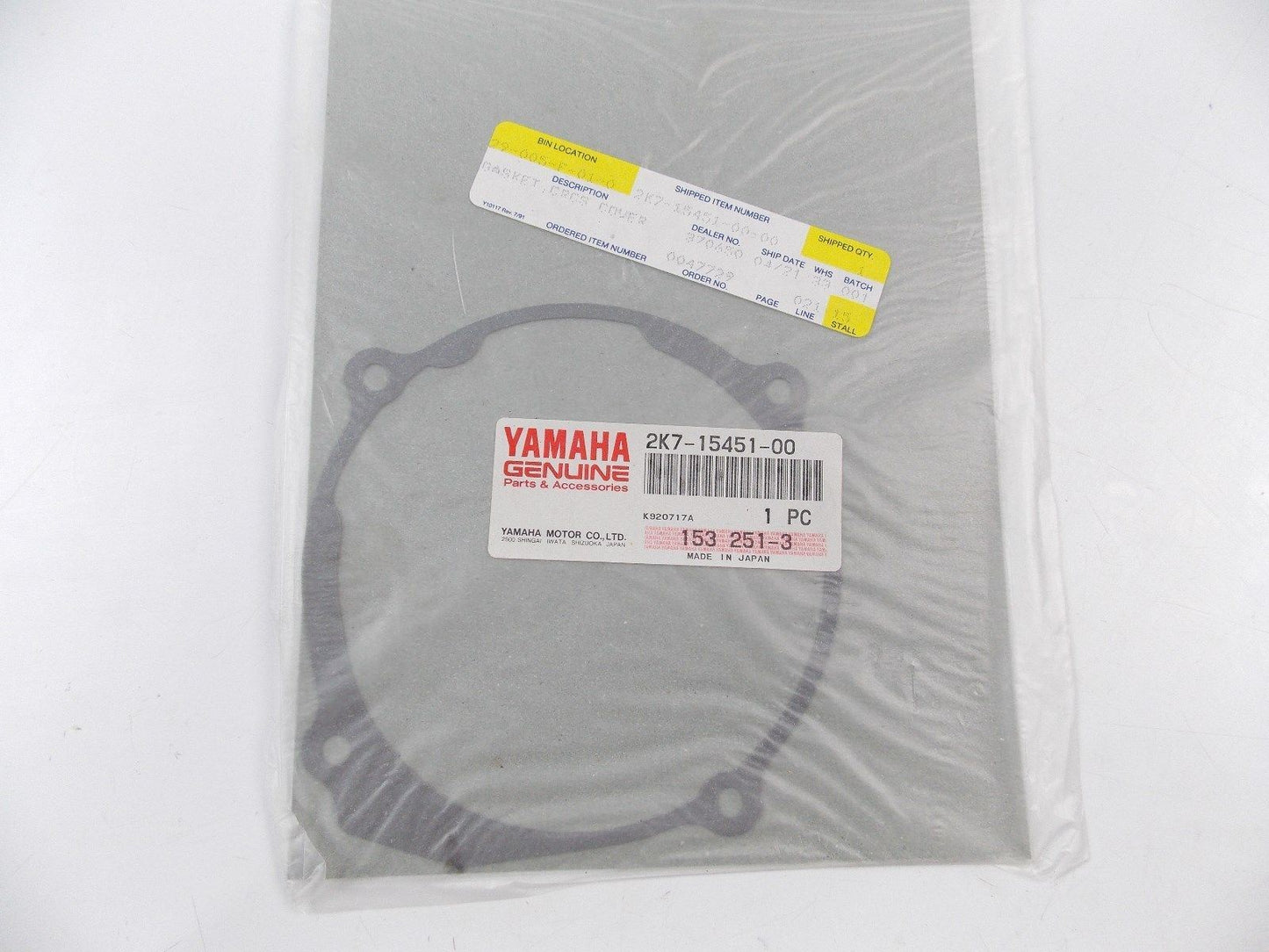 NOS OEM 1976-1979 YAMAHA CRANKCASE COVER GASKET YZ250 2K7-15451-00 - MotoRaider